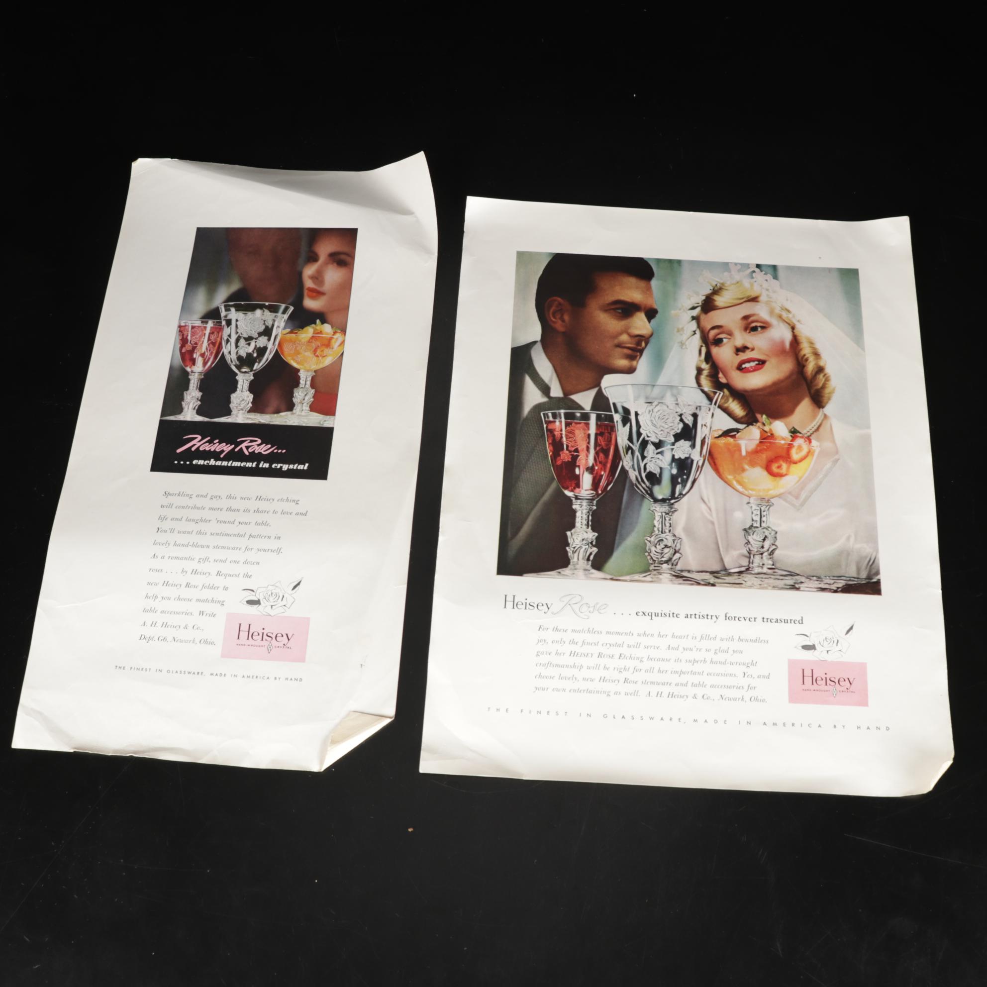 Heisey Glass "Heisey Rose" Tableware and Accessories, 1949-1957