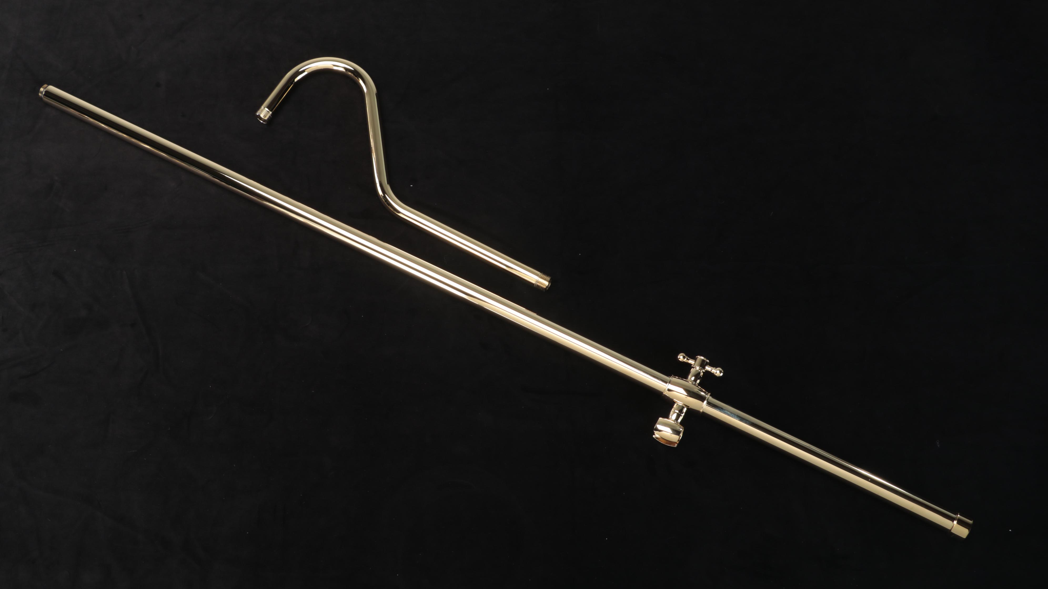 Polished Brass Finish Exposed Pipe Shower and Tub Faucet