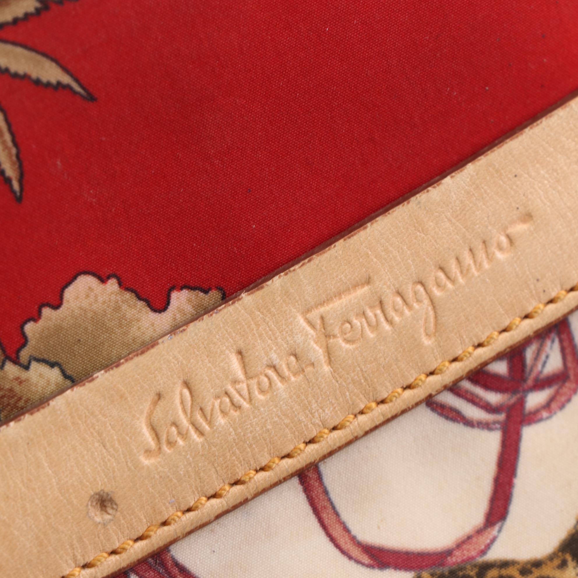 Salvatore Ferragamo Printed Textile and Leather Shoulder Bag