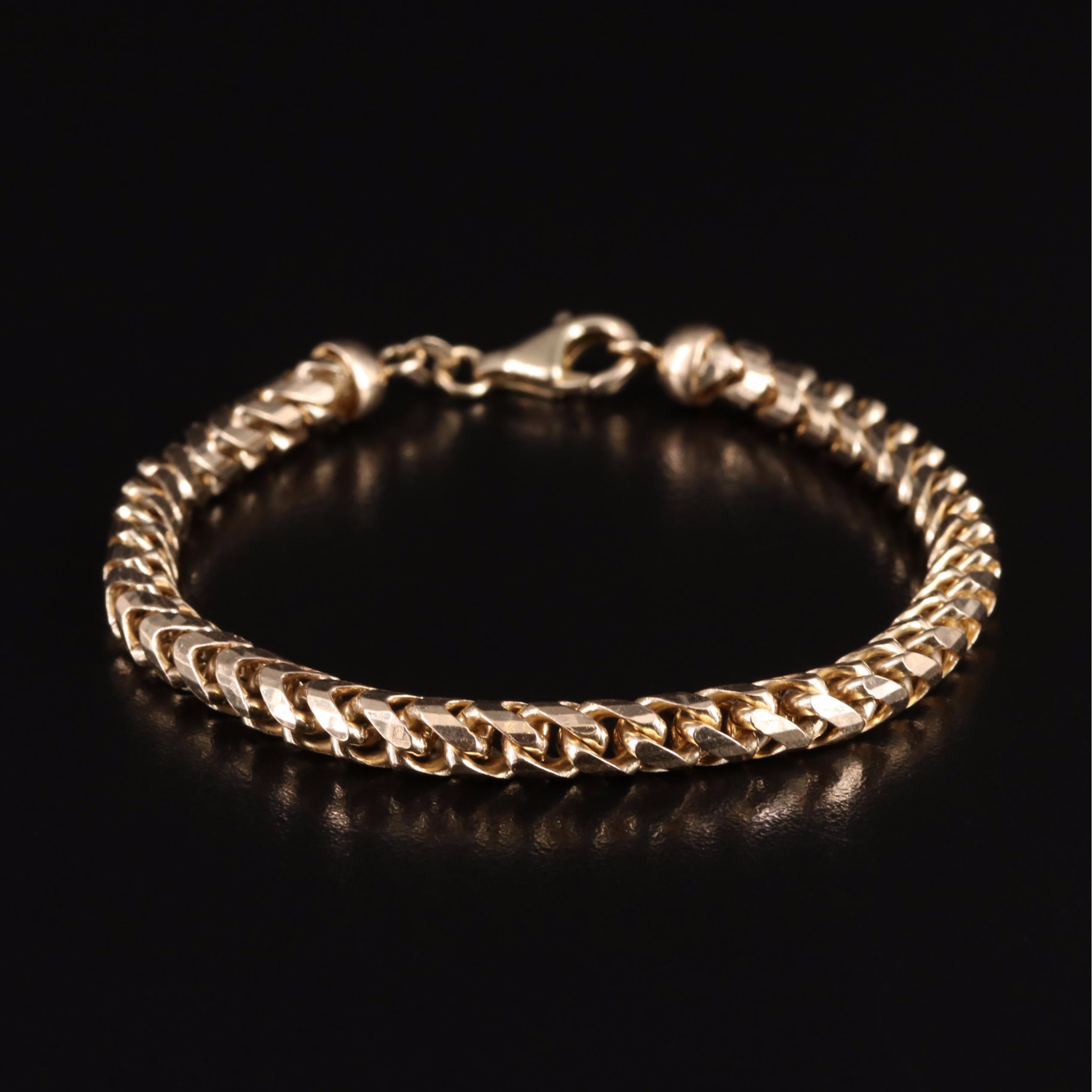 14K Fancy Curb Chain Bracelet