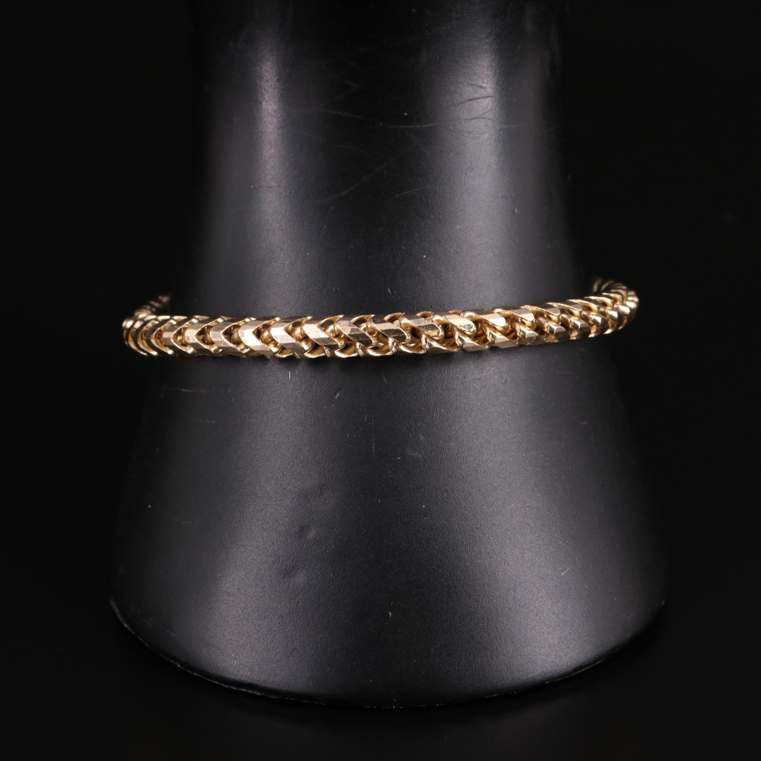 14K Fancy Curb Chain Bracelet