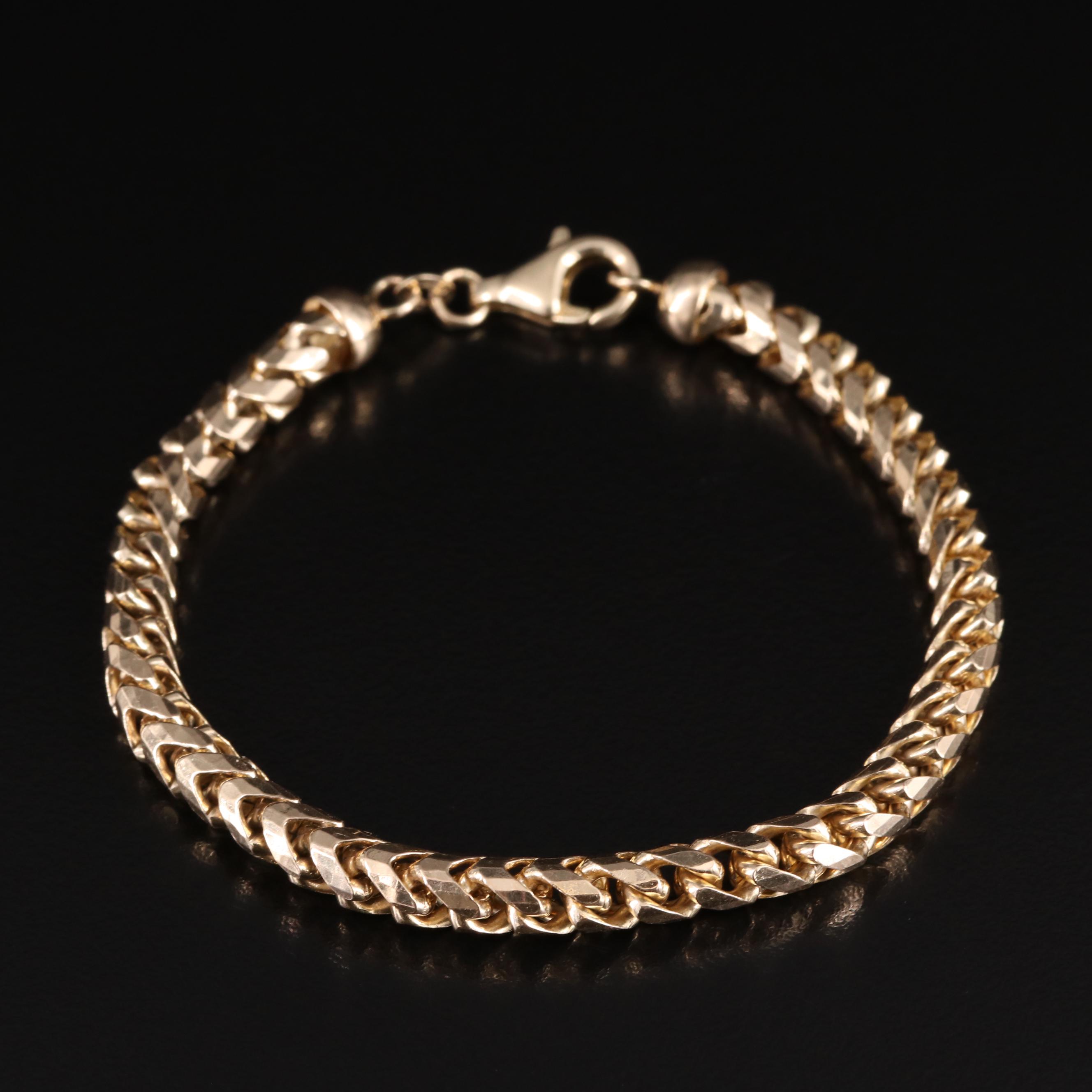 14K Fancy Curb Chain Bracelet