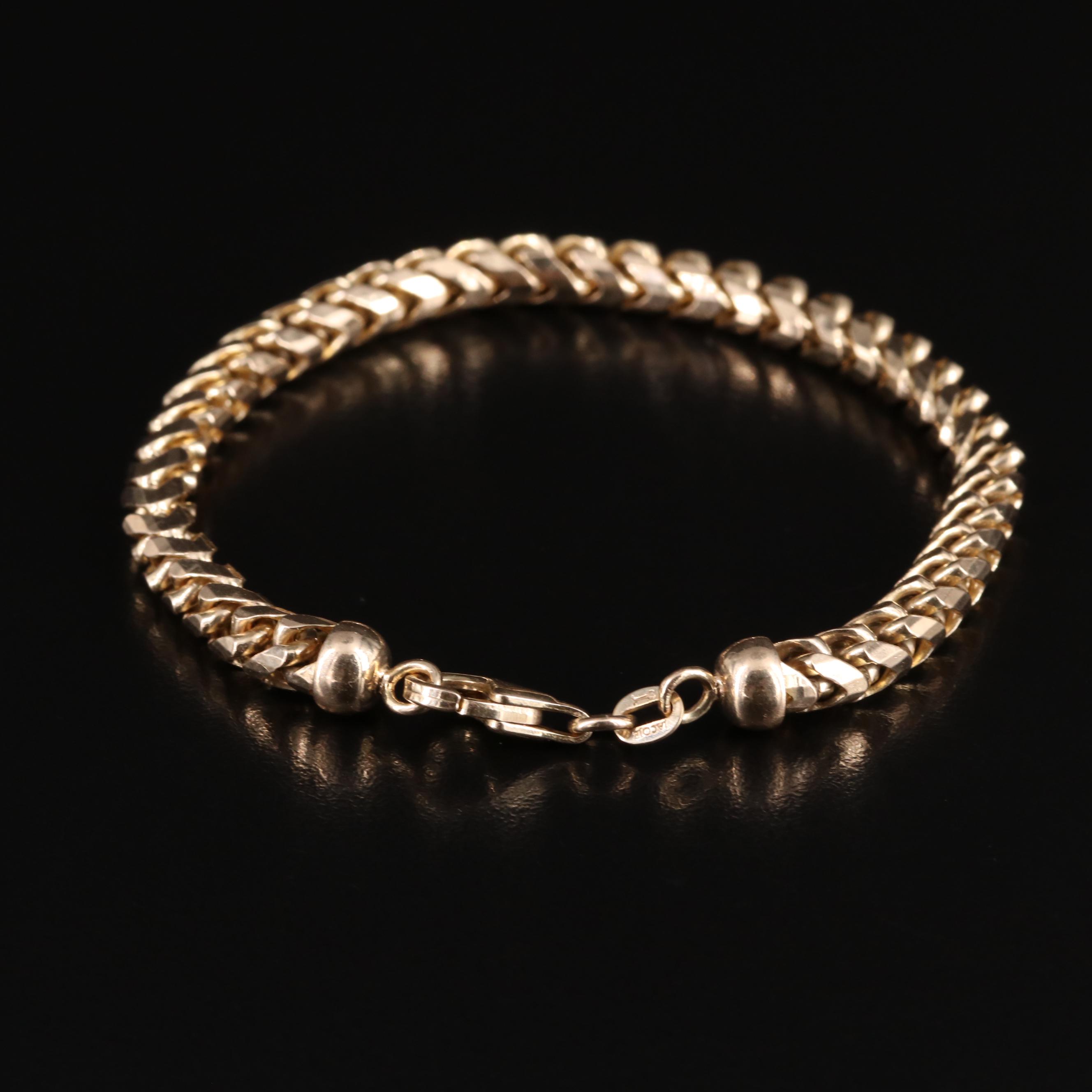 14K Fancy Curb Chain Bracelet