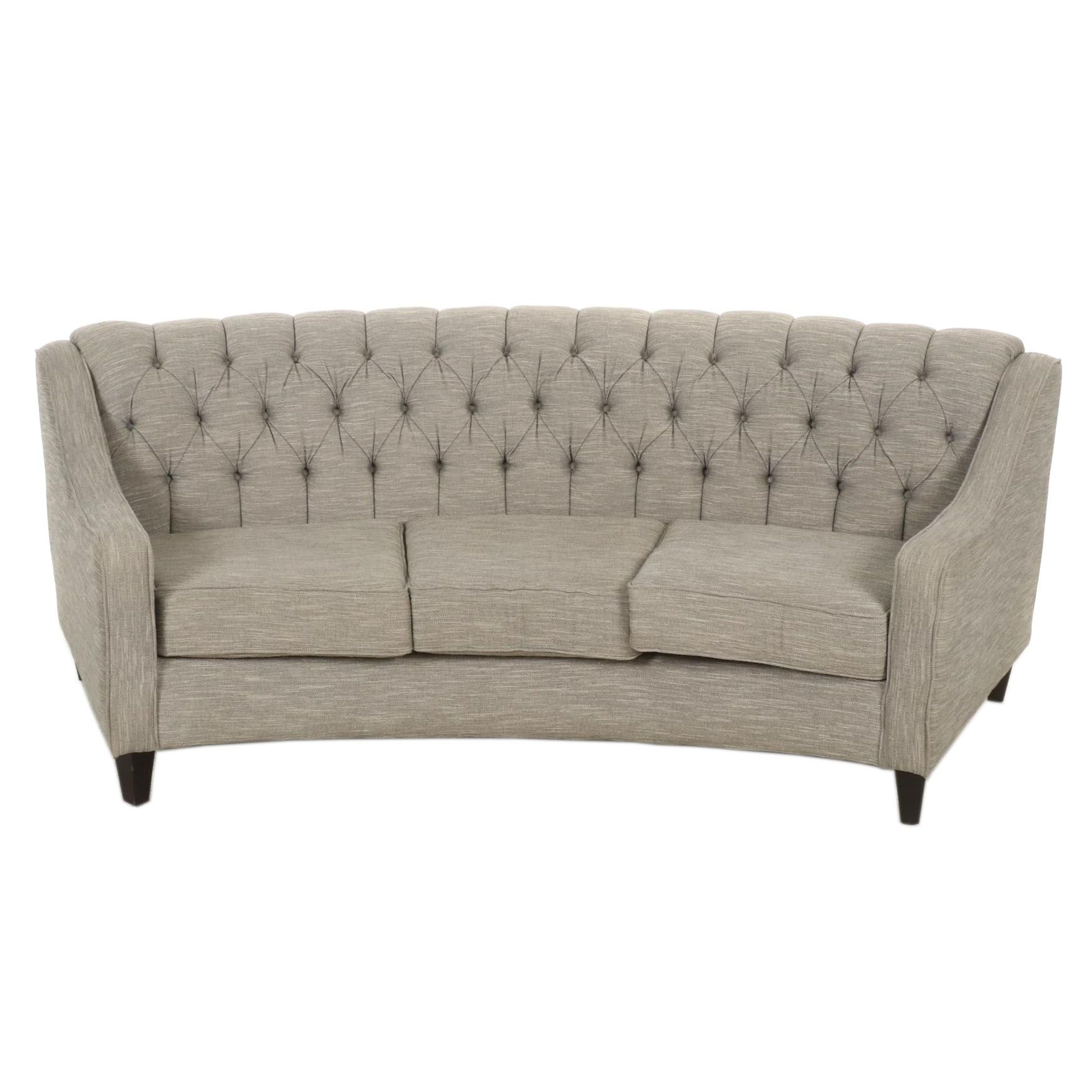 FrontRoom Contemporary Button-Tufted Fabric Upholstered Curved Sofa