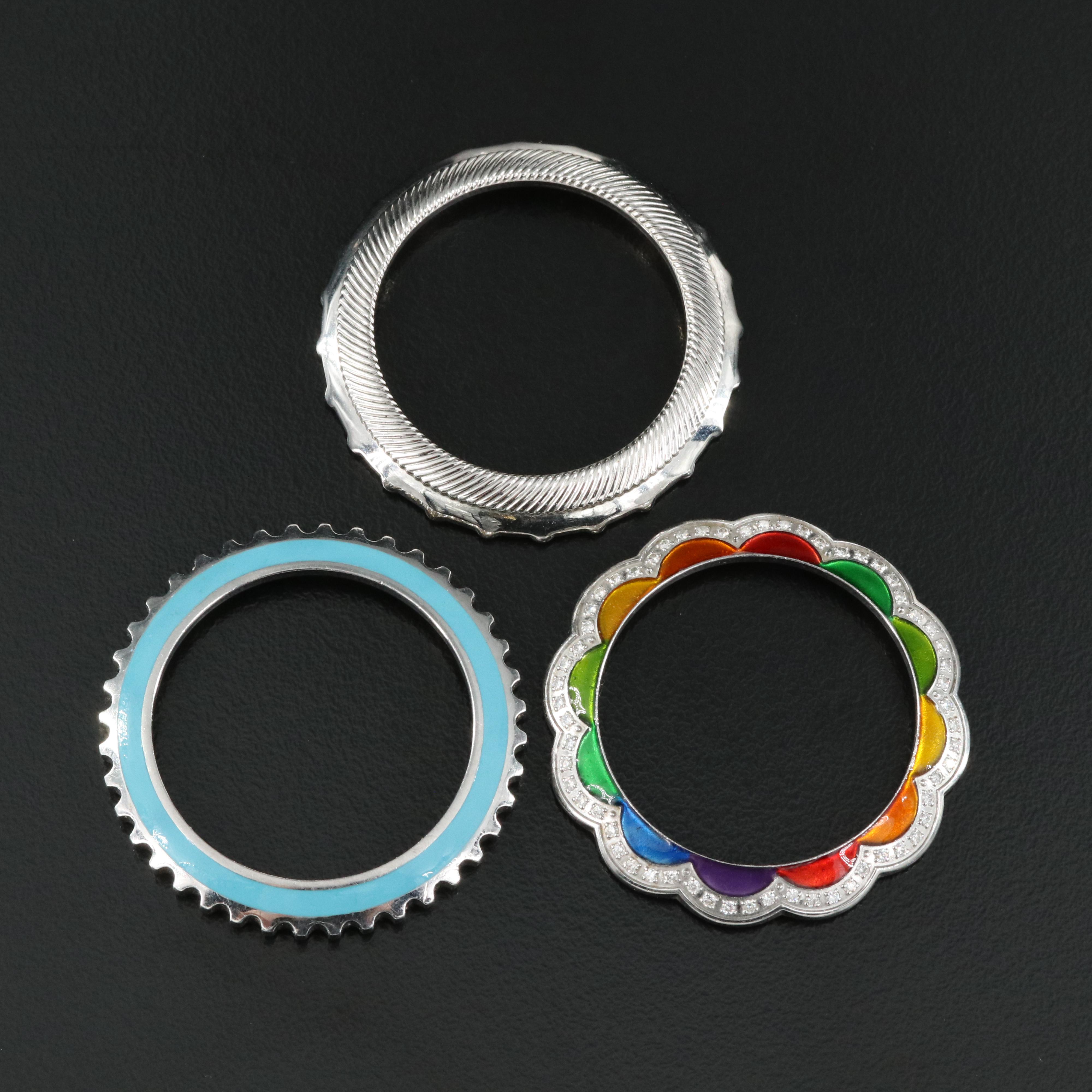 Trio of Stainless Steel Watch Bezels
