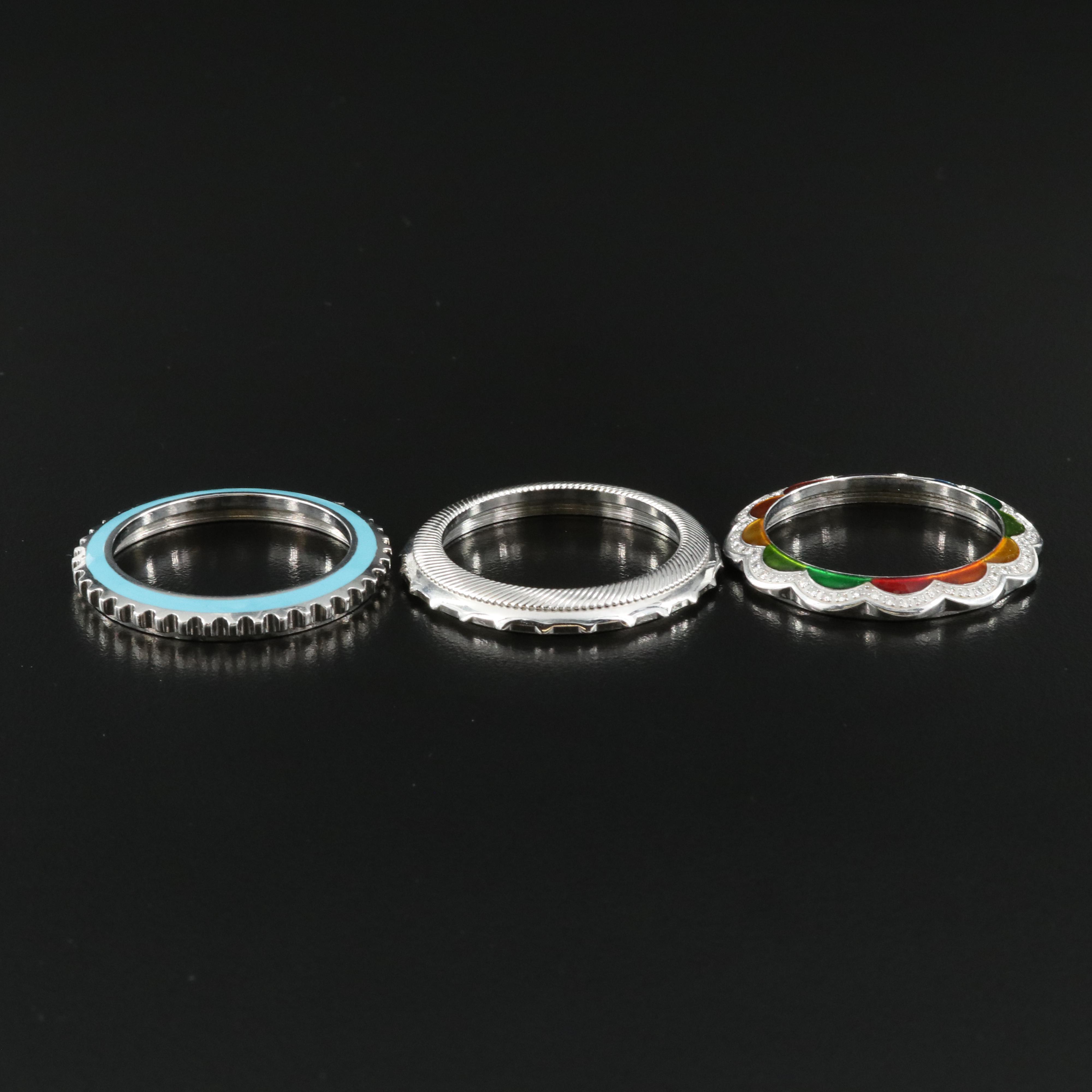 Trio of Stainless Steel Watch Bezels