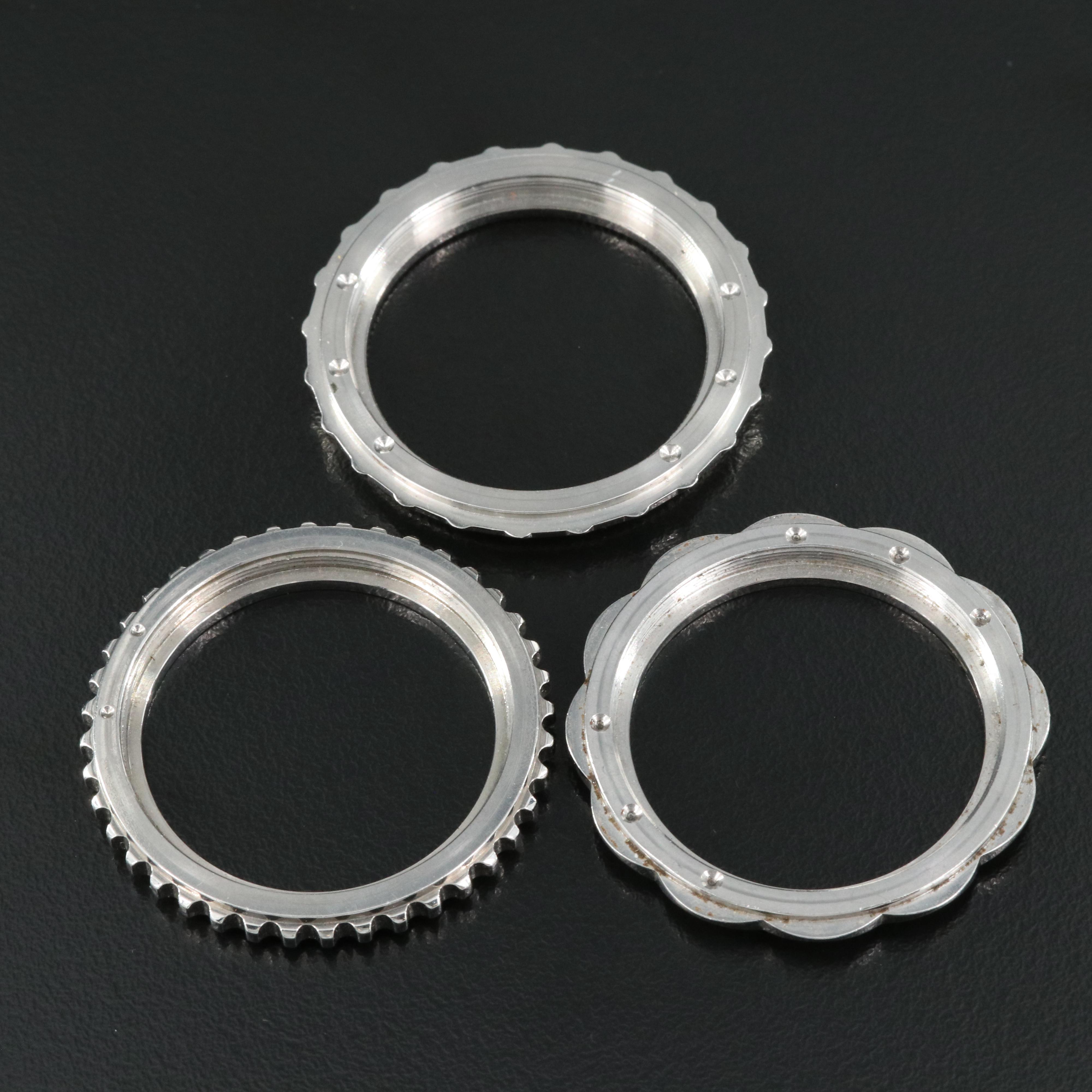 Trio of Stainless Steel Watch Bezels