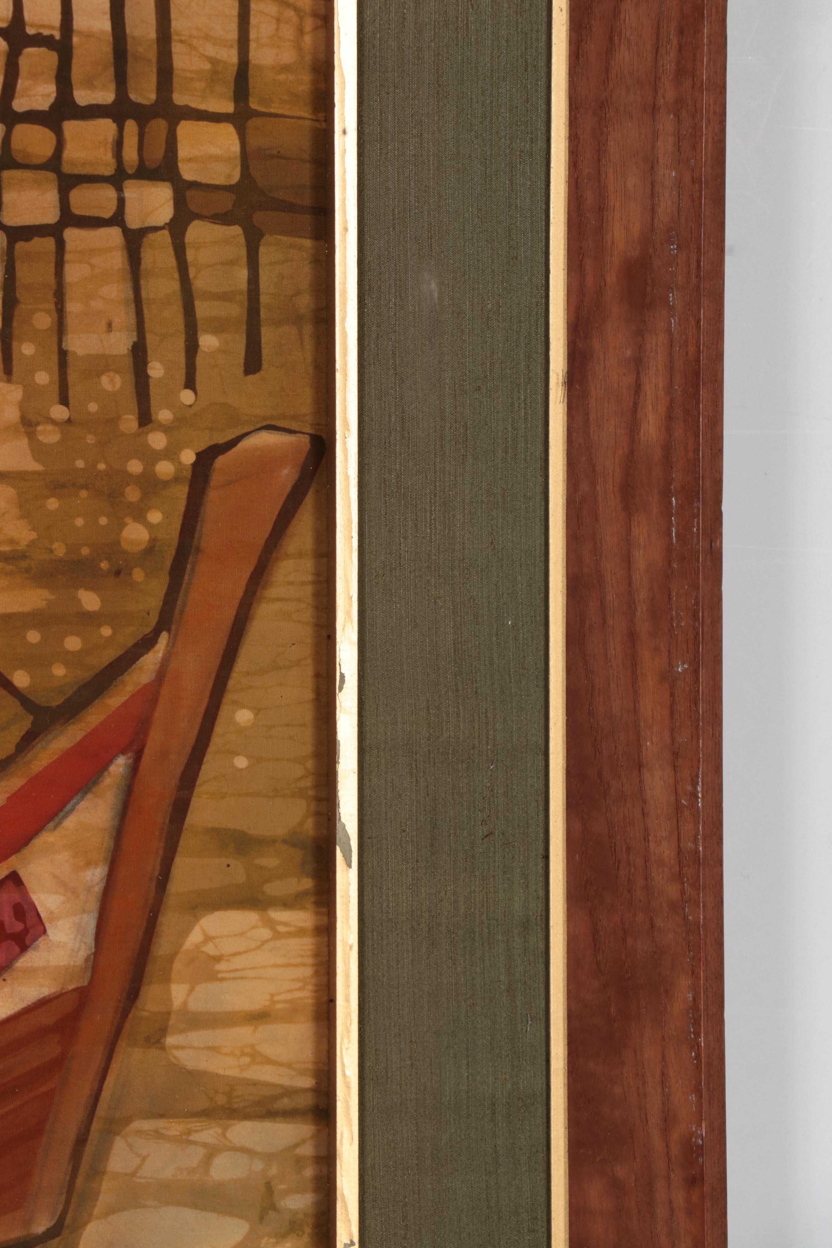 Southeast Asian Batik of Figures In Boats