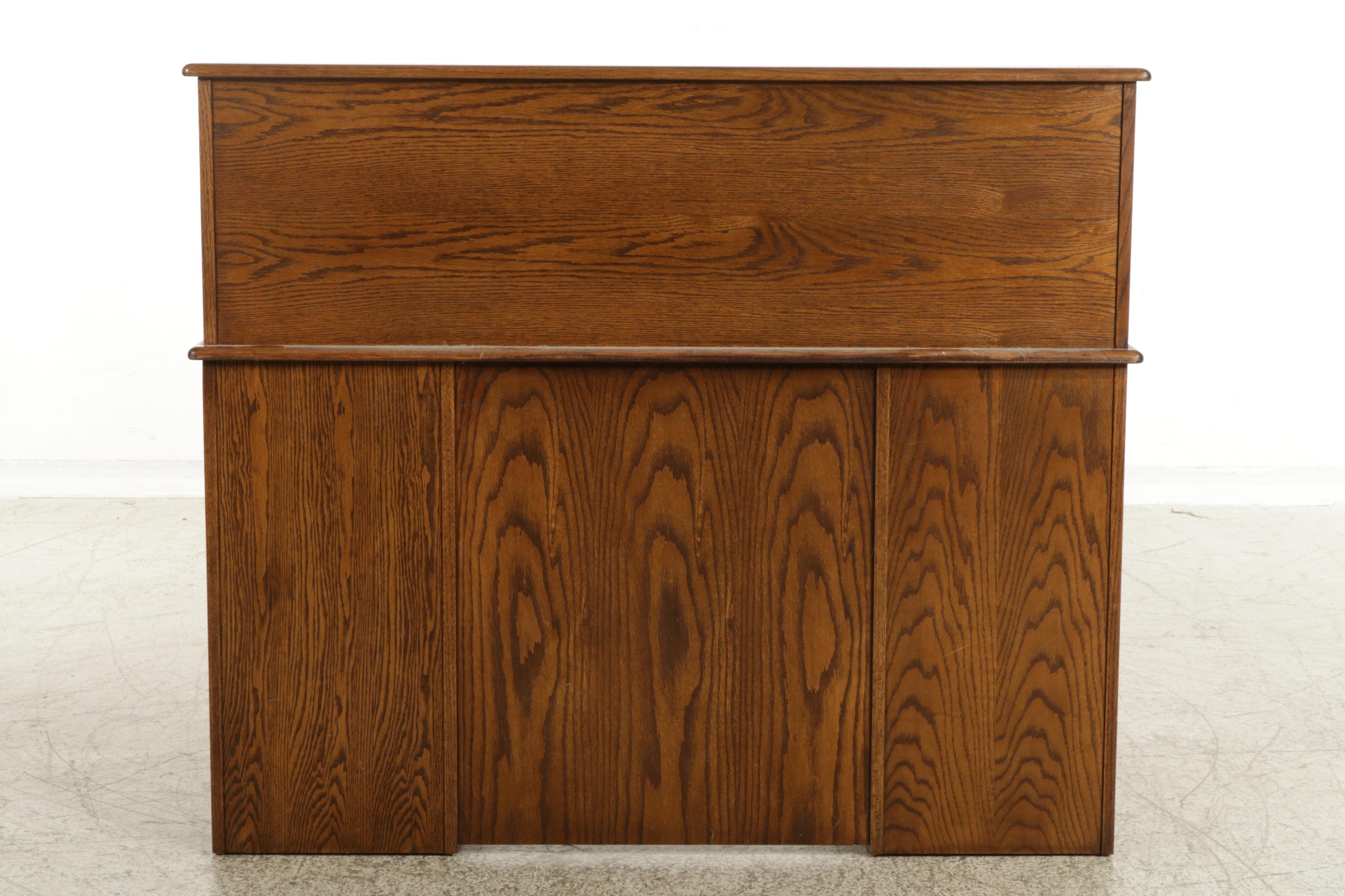 Oak Roll Top Desk and Chair on Casters