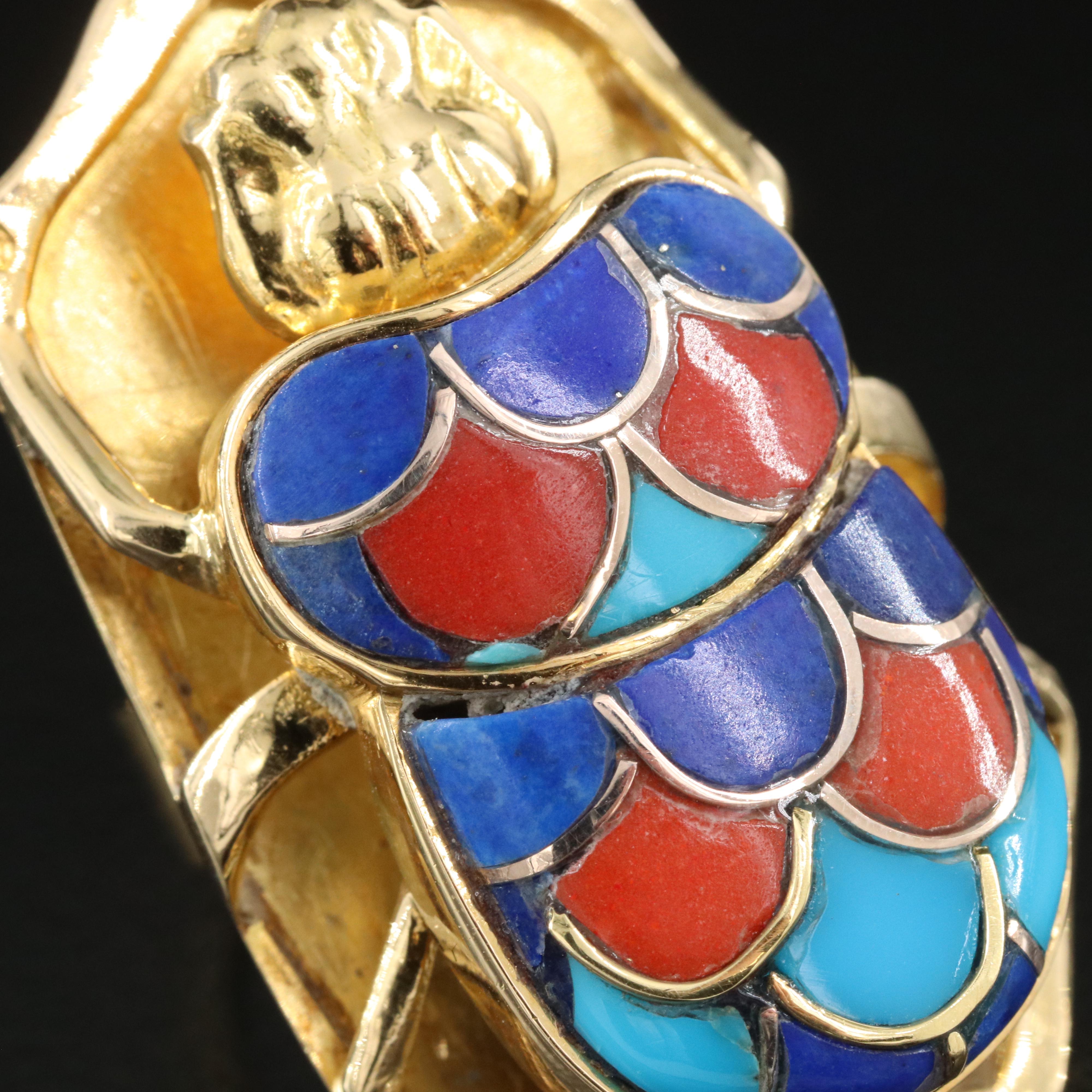 18K Lapis Lazuli and Turquoise Scarab Ring