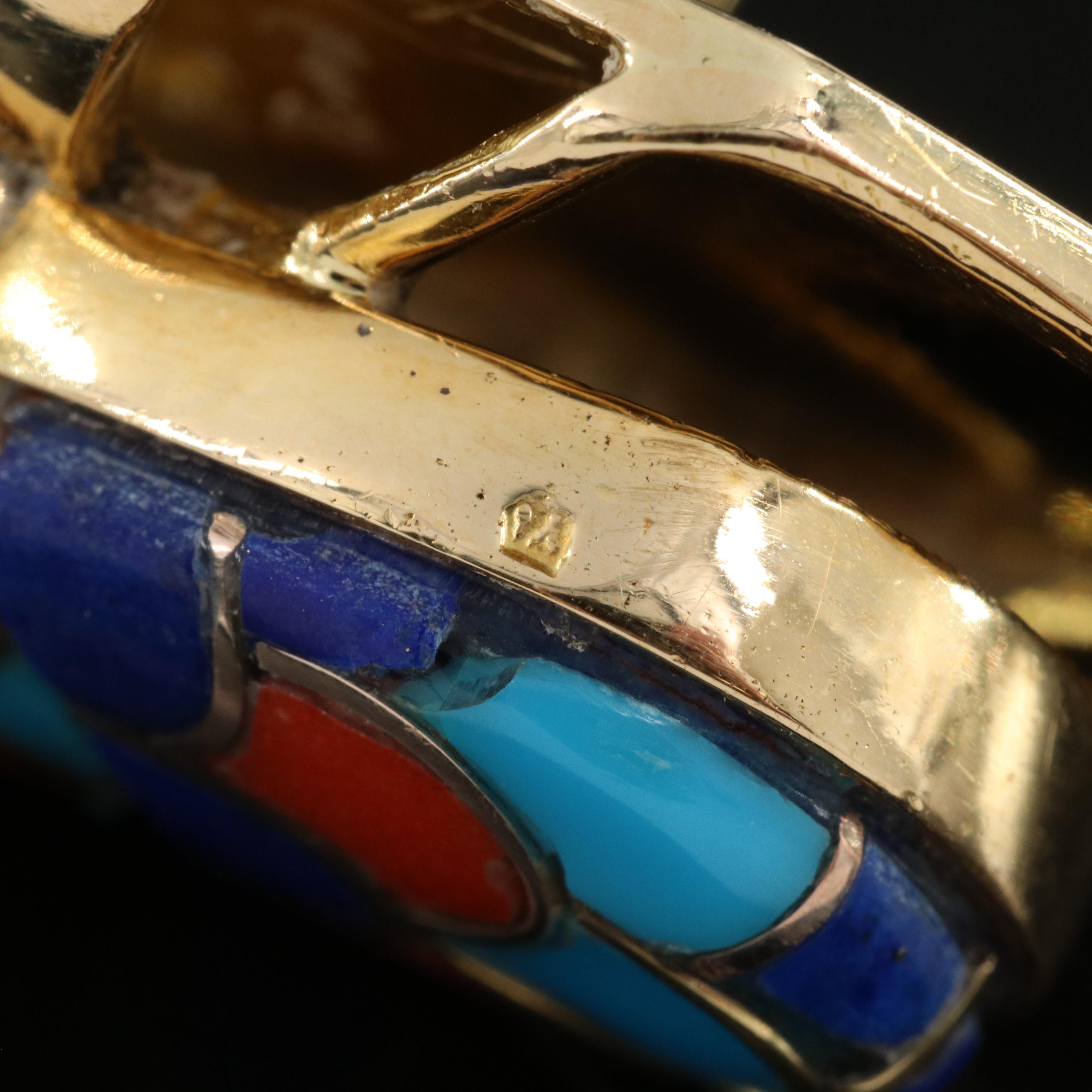 18K Lapis Lazuli and Turquoise Scarab Ring