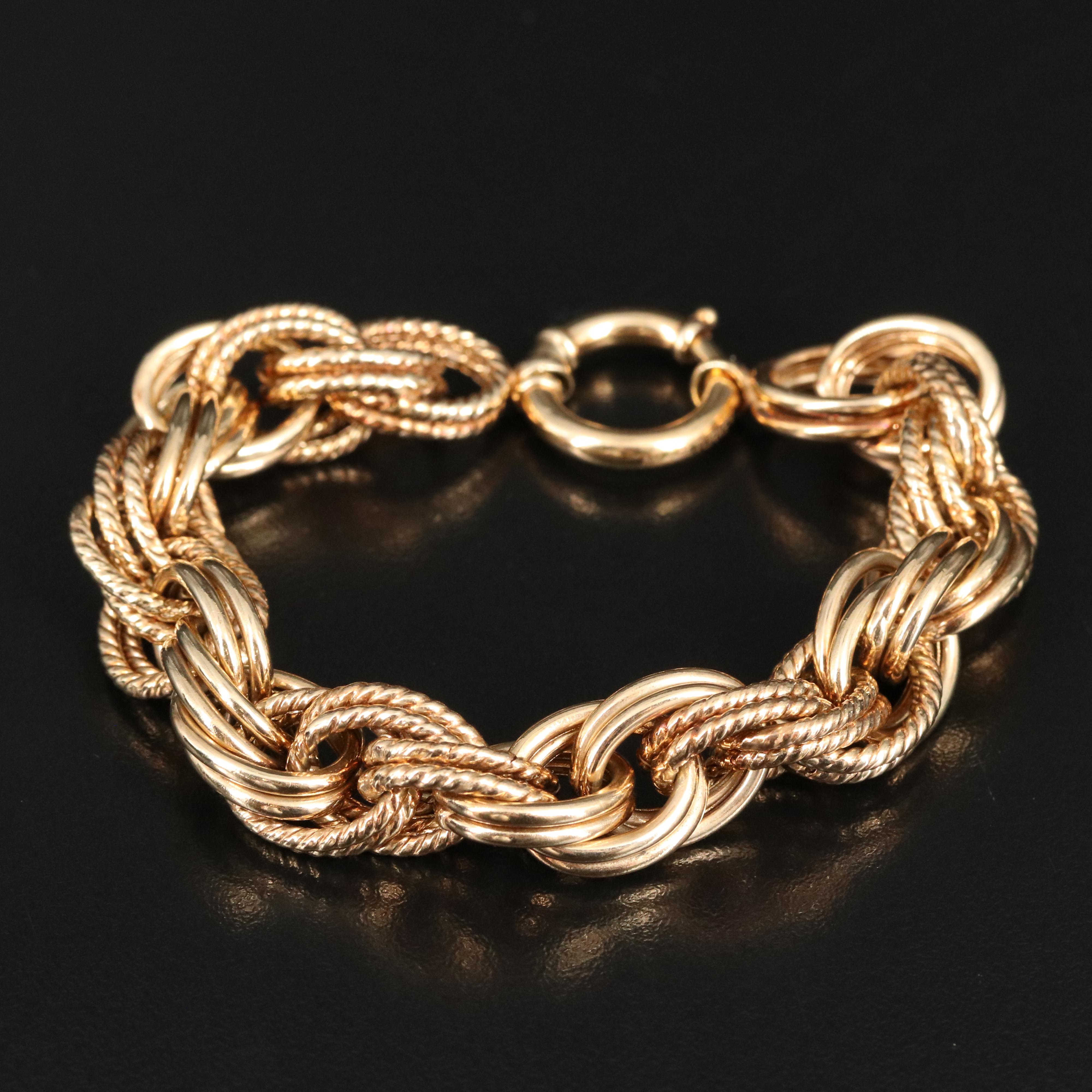 14K Fancy Rope Chain Bracelet
