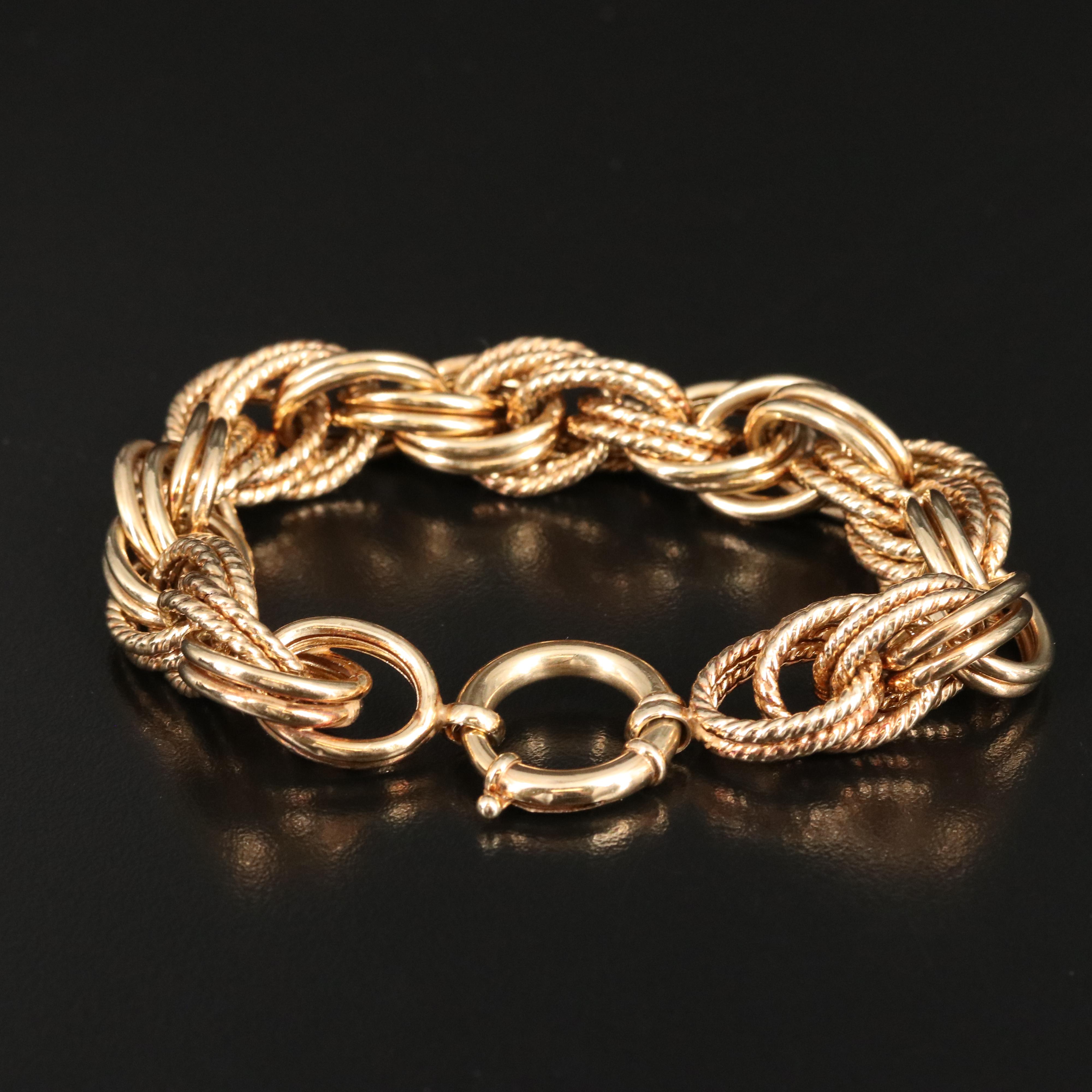 14K Fancy Rope Chain Bracelet