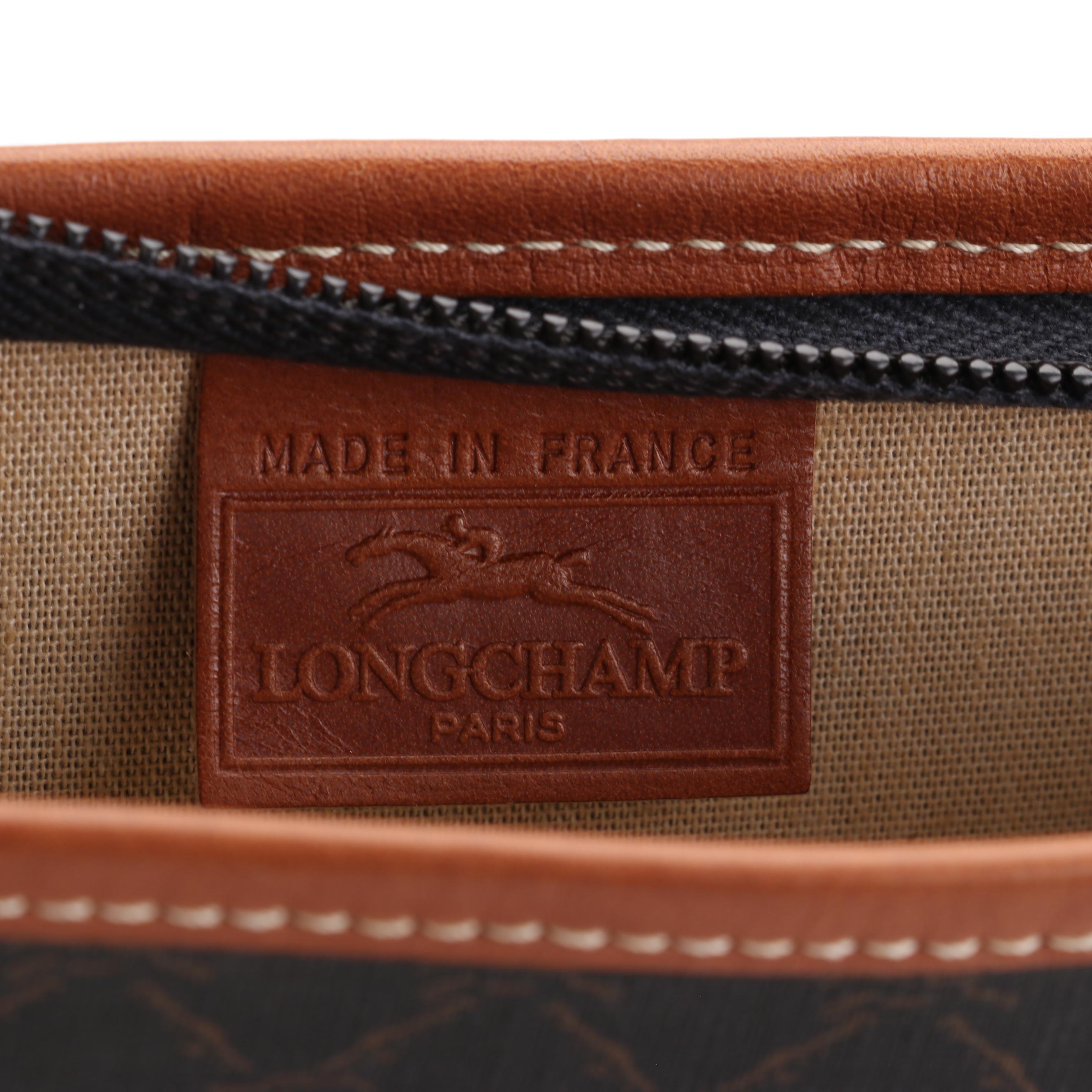 Longchamp Clutch Bag in Black Cognac Leather