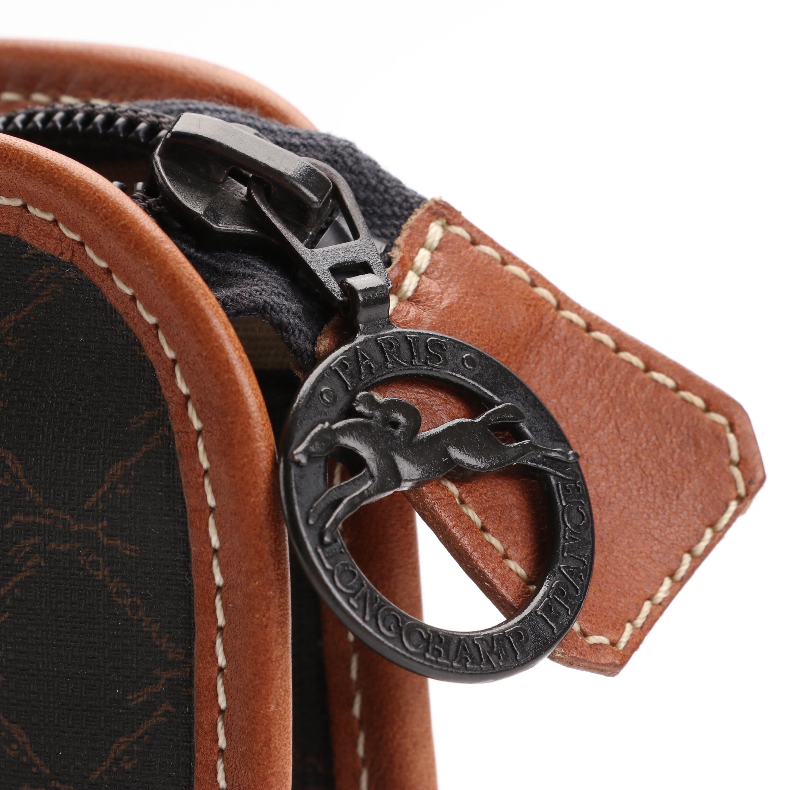 Longchamp Clutch Bag in Black Cognac Leather