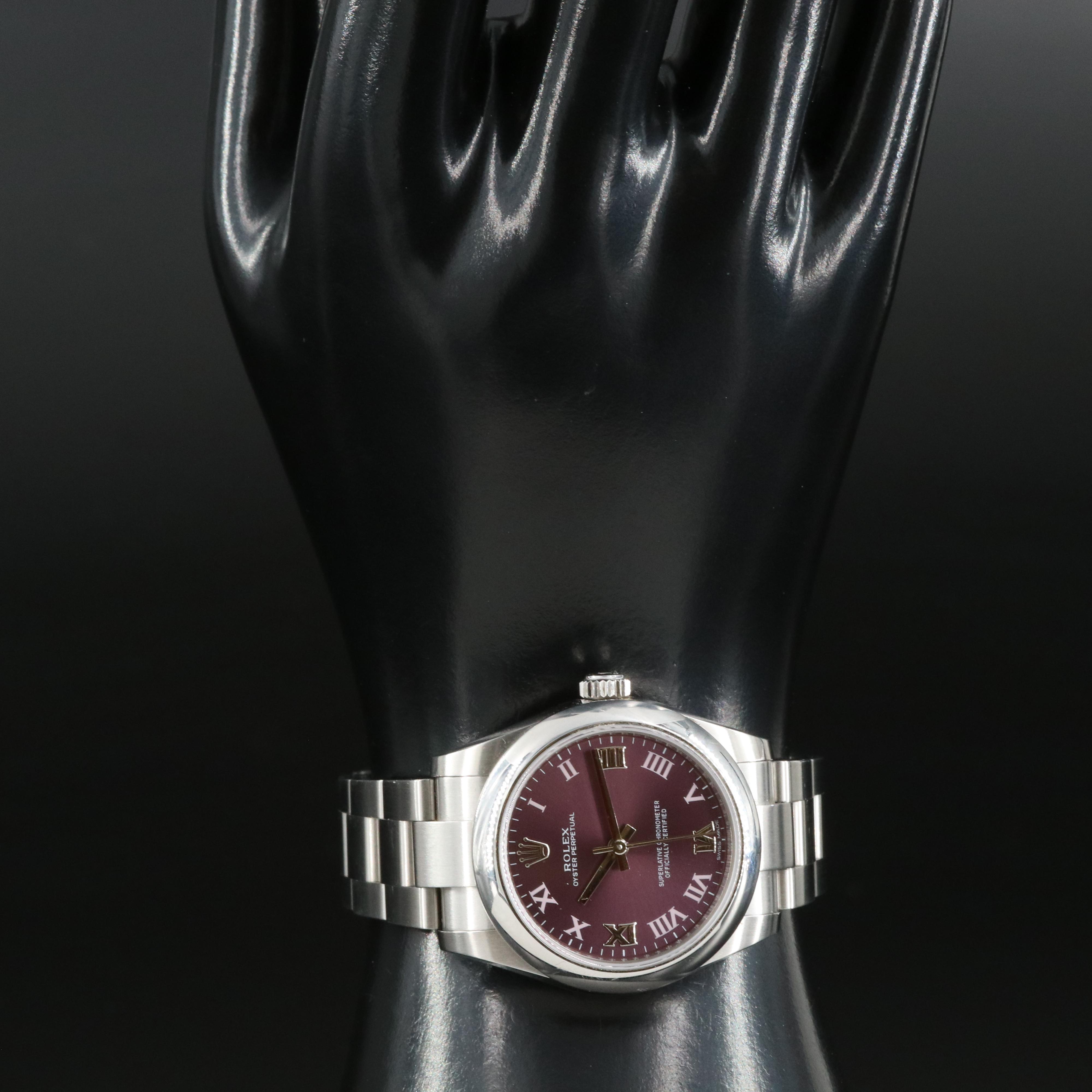 Rolex Oyster Perpetual 31MM Red Grape Roman Dial Watch