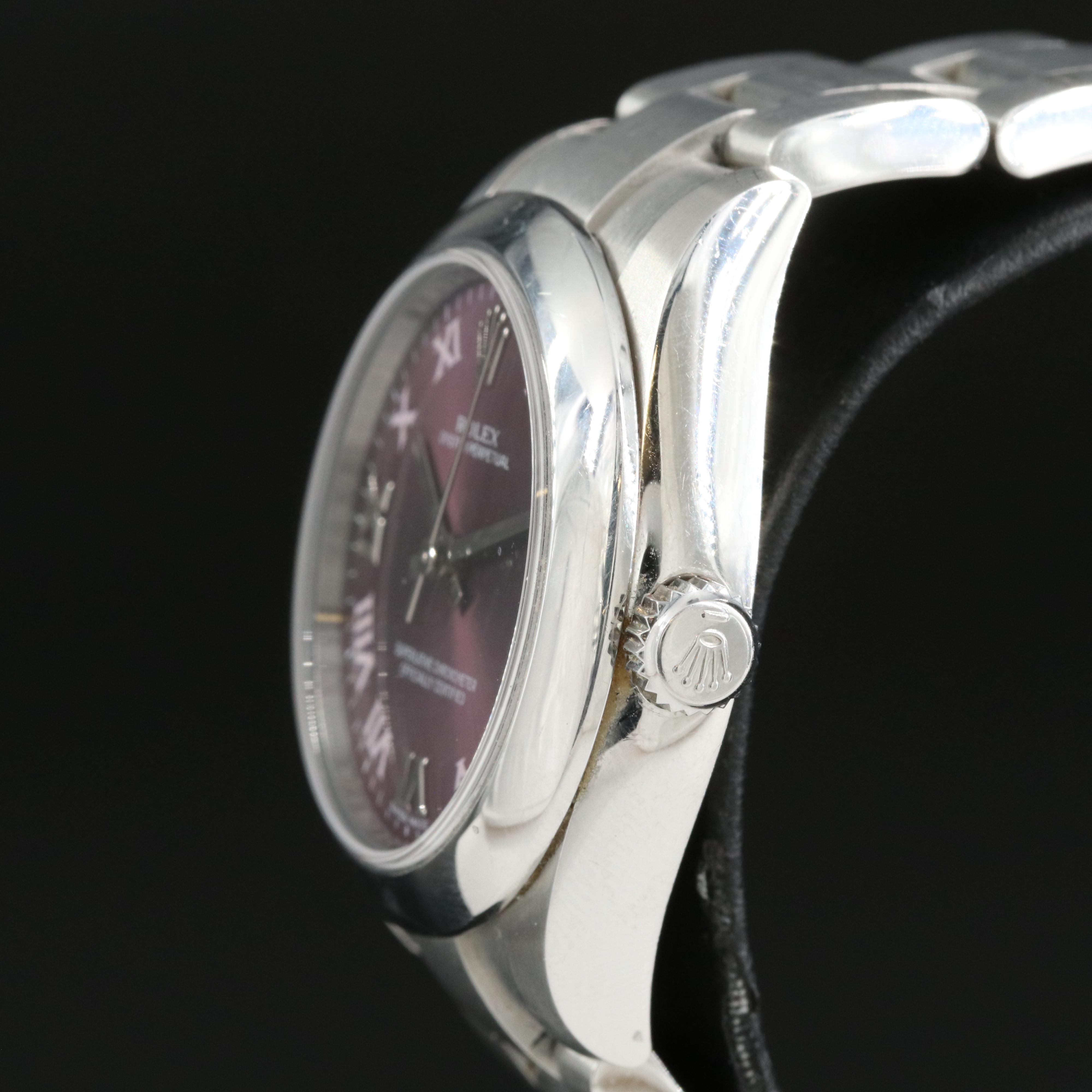 Rolex Oyster Perpetual 31MM Red Grape Roman Dial Watch