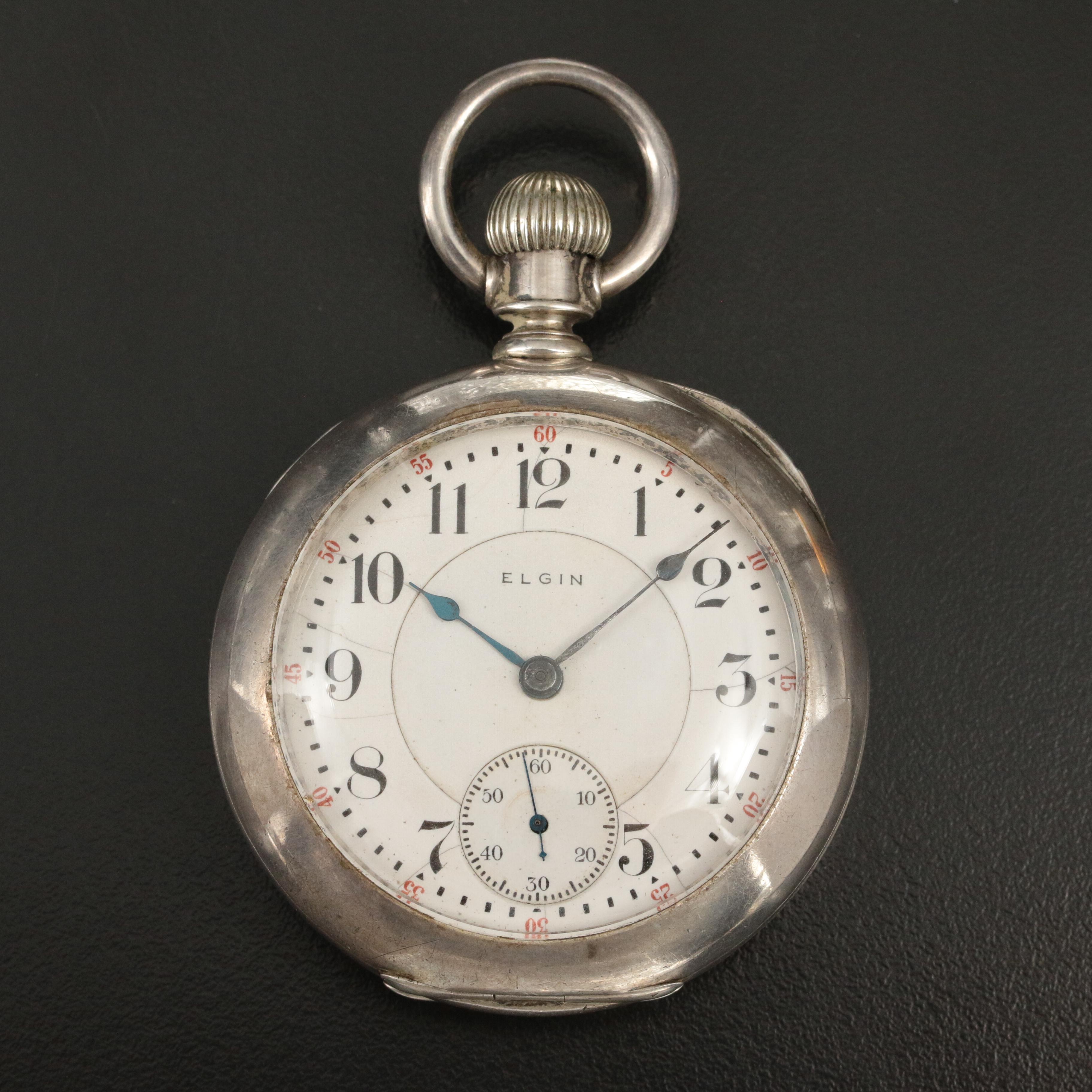1902 Elgin Coin Silver Railroad-Grade "Father Time" Pocket Watch