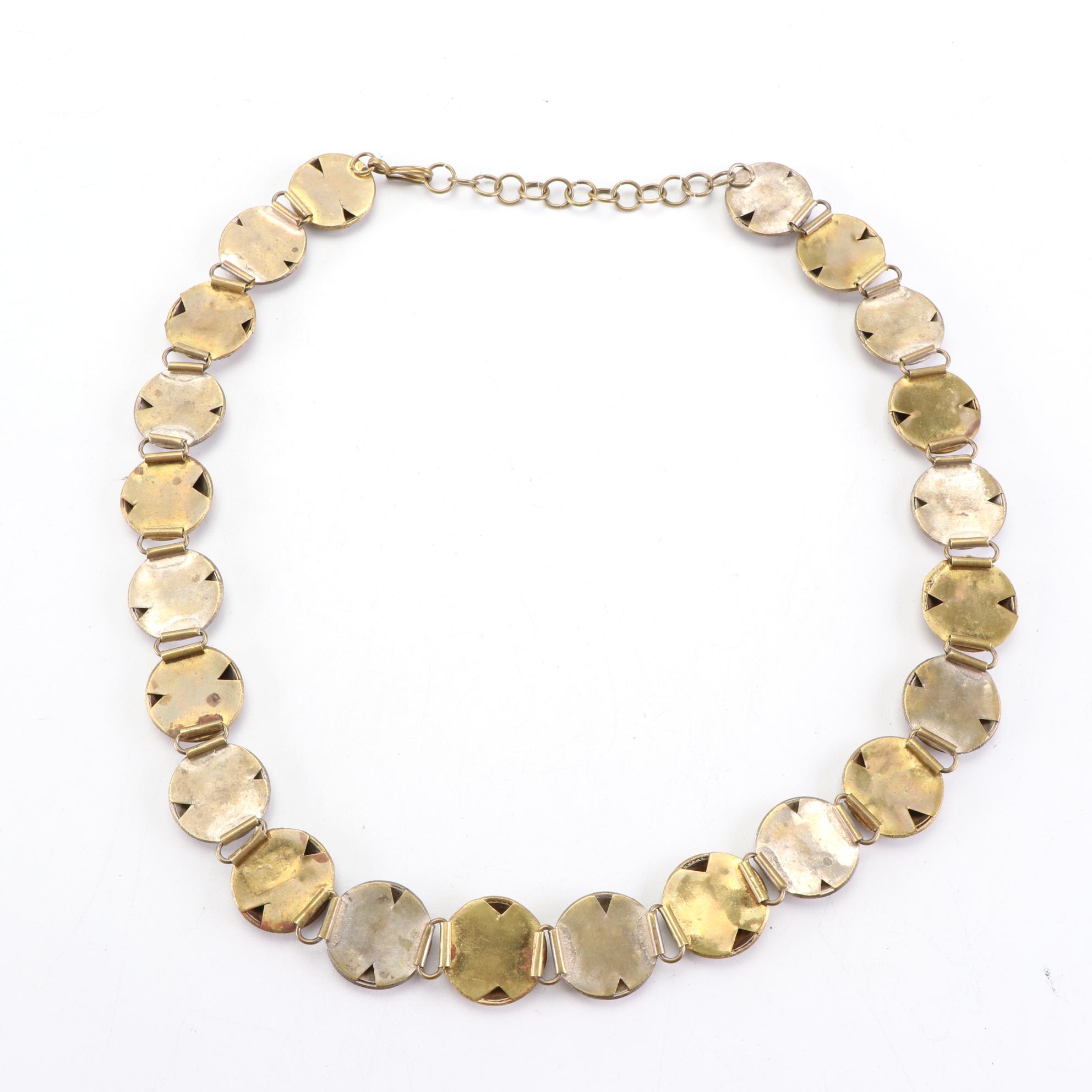 Metal Medallion Link Belt with Braided Detail