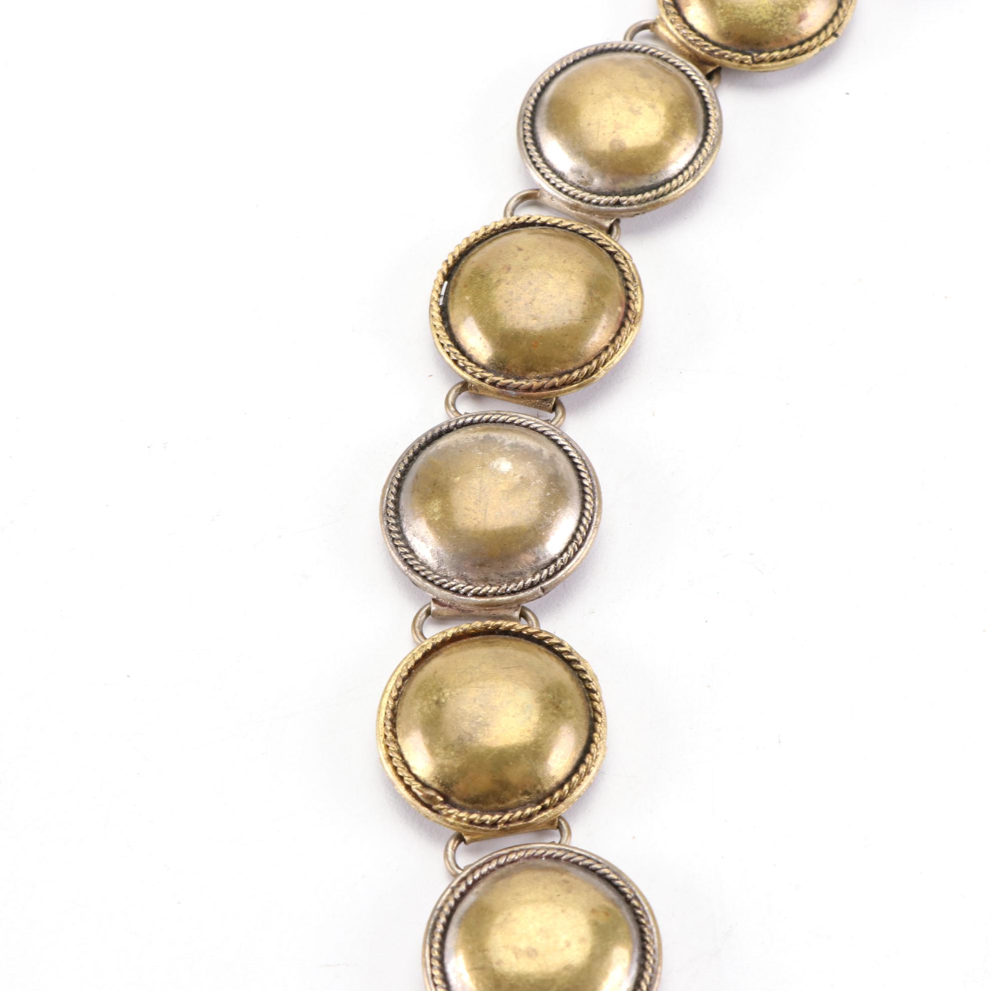 Metal Medallion Link Belt with Braided Detail