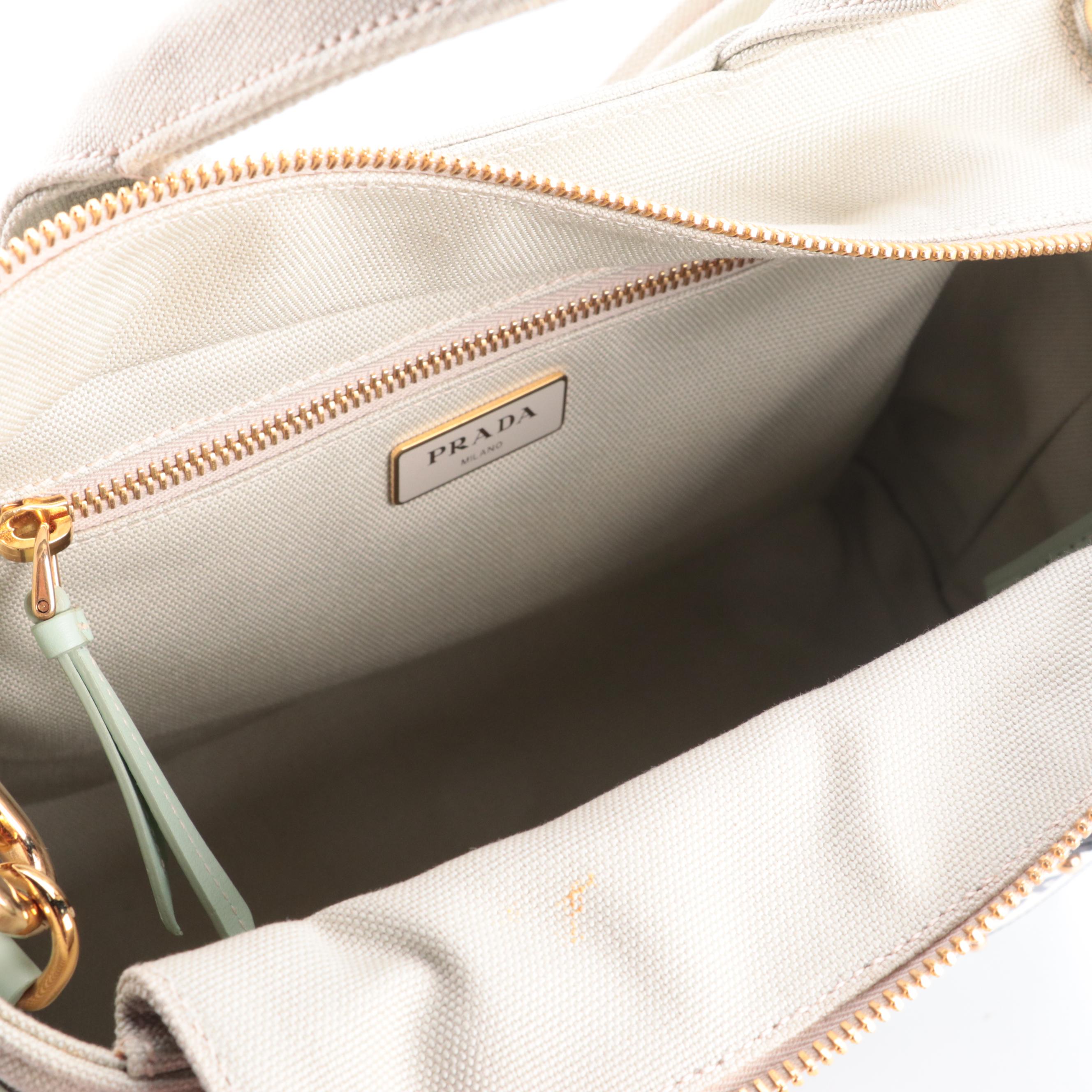 Prada Comic Wicker Basket Bag with Canapa and Applique