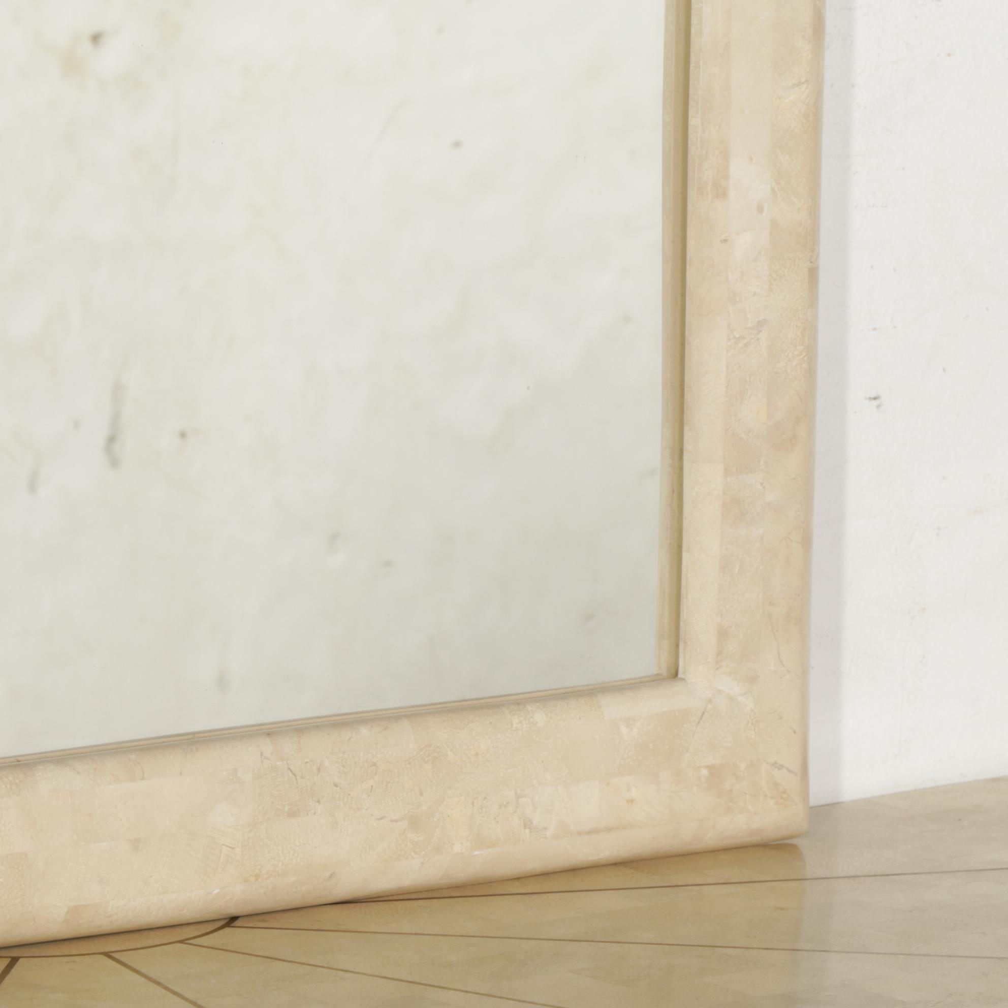 Maitland-Smith Tesselated Travertine Pier Table and Mirror