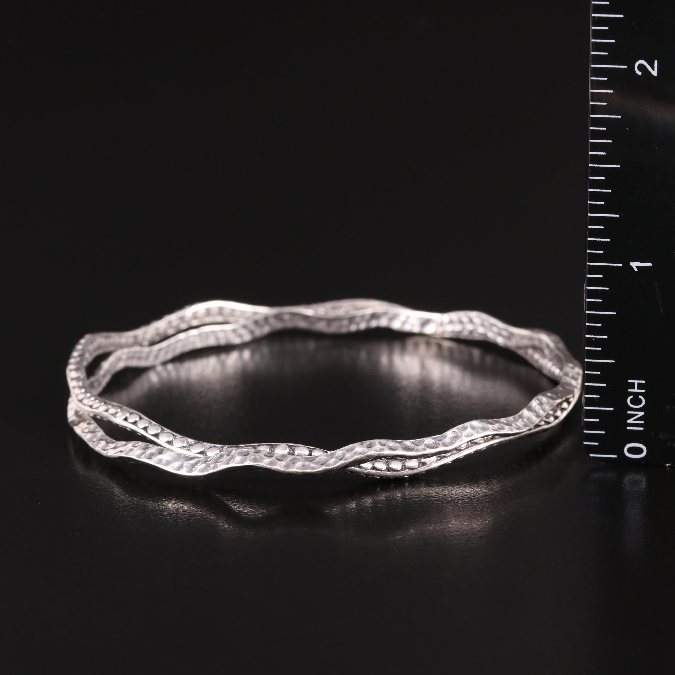 Sarda Sterling Scalloped Two Bangle Bracelet