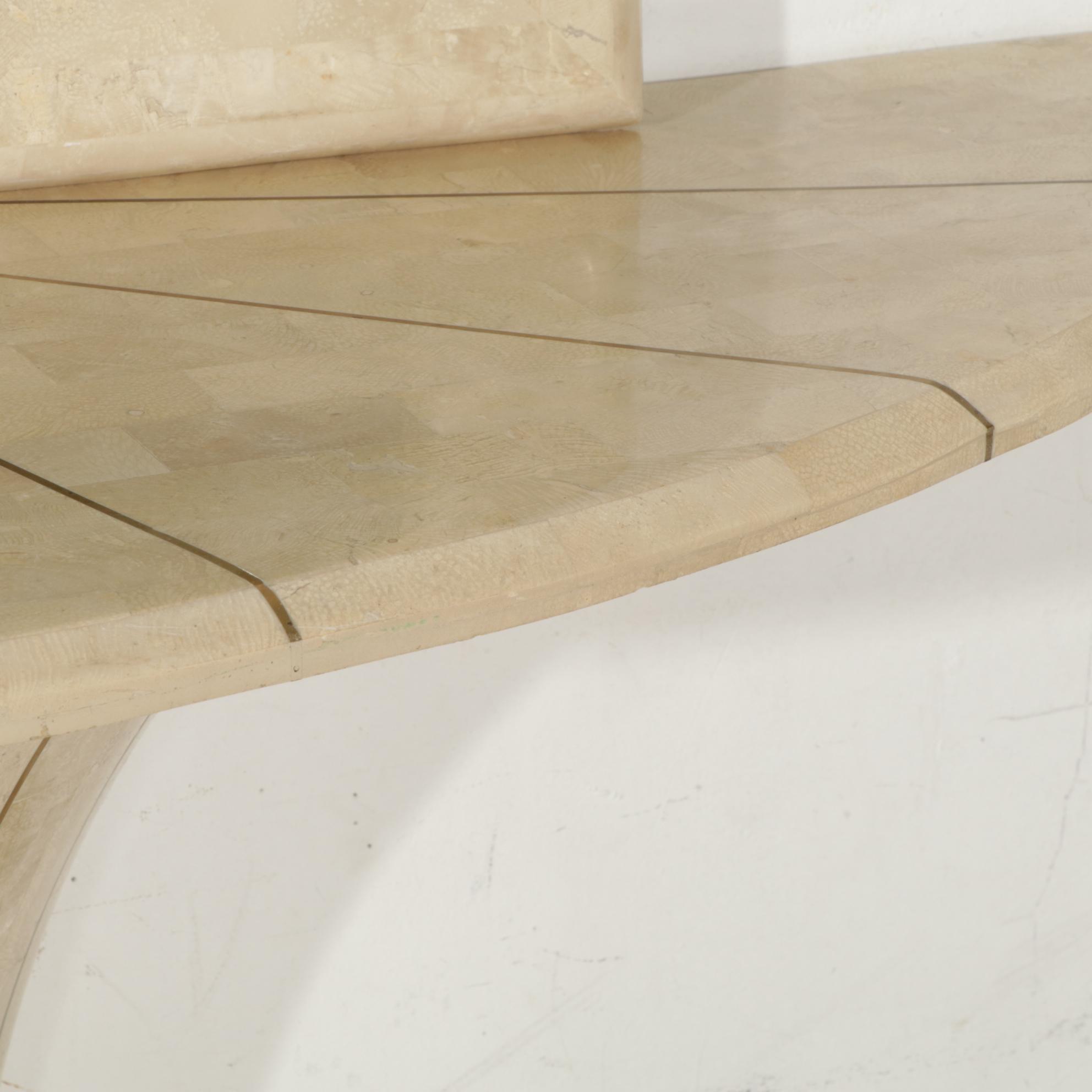 Maitland-Smith Tesselated Travertine Pier Table and Mirror