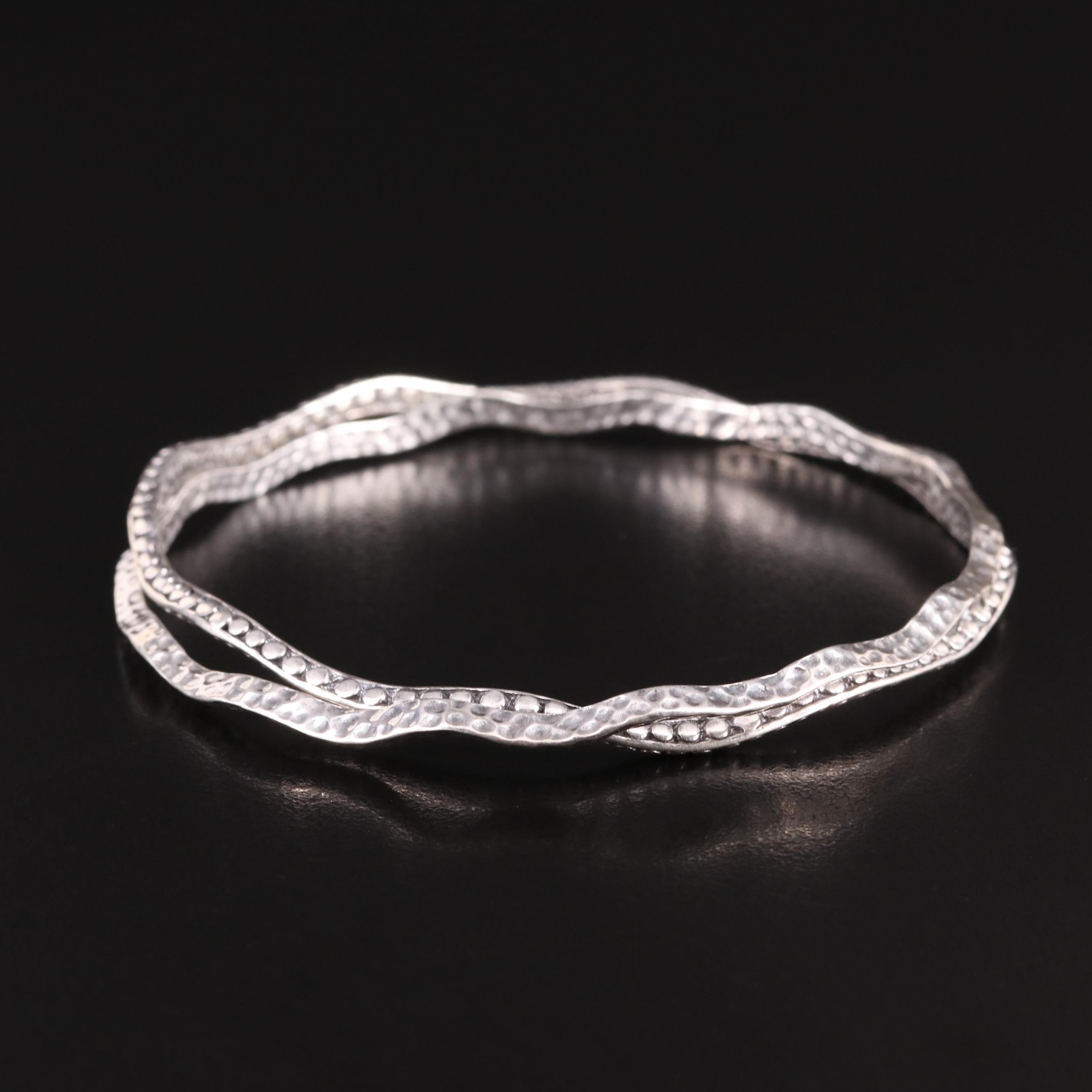 Sarda Sterling Scalloped Two Bangle Bracelet