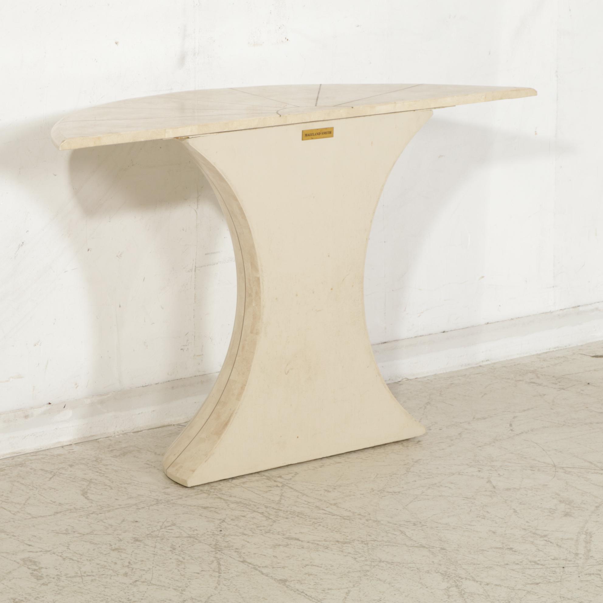 Maitland-Smith Tesselated Travertine Pier Table and Mirror