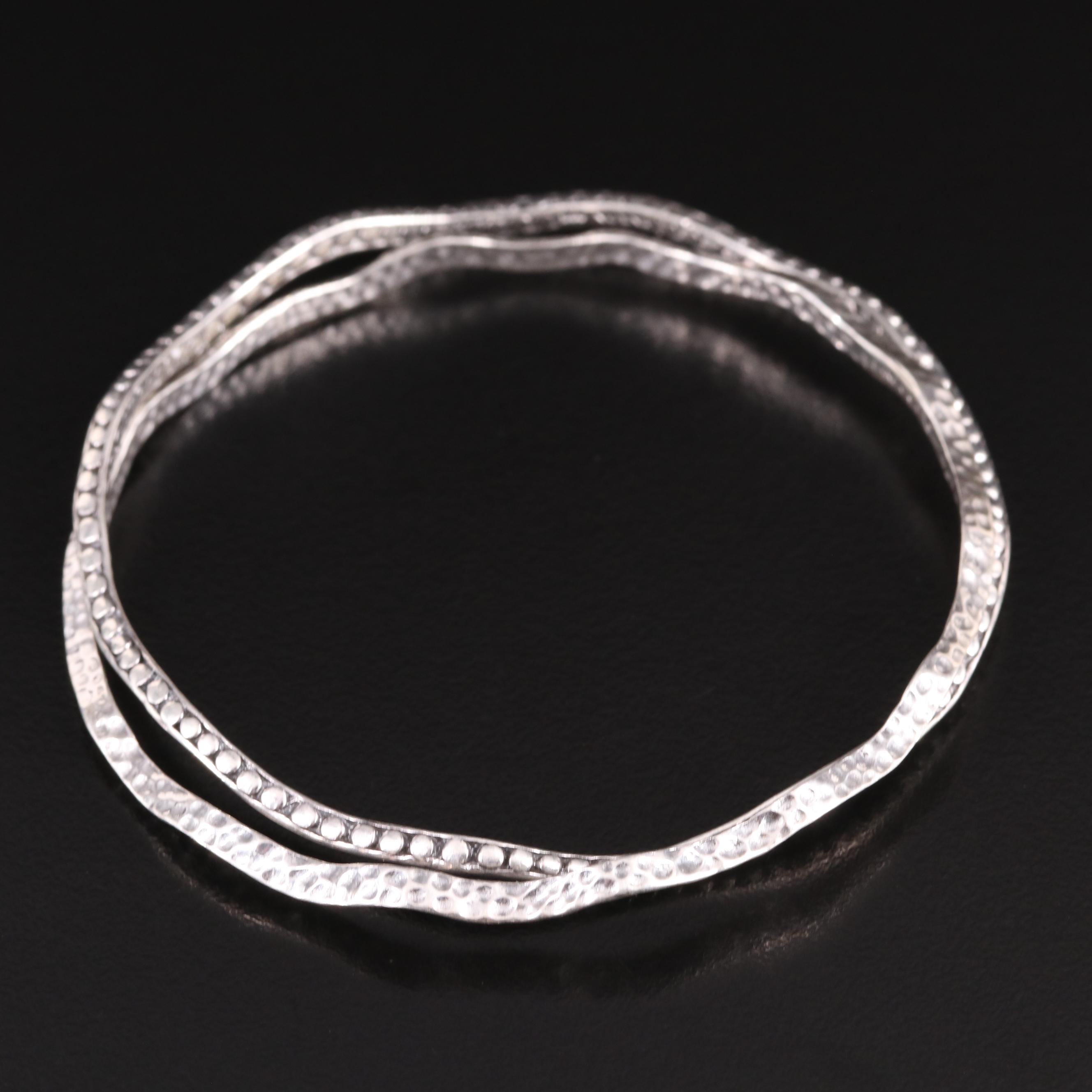 Sarda Sterling Scalloped Two Bangle Bracelet