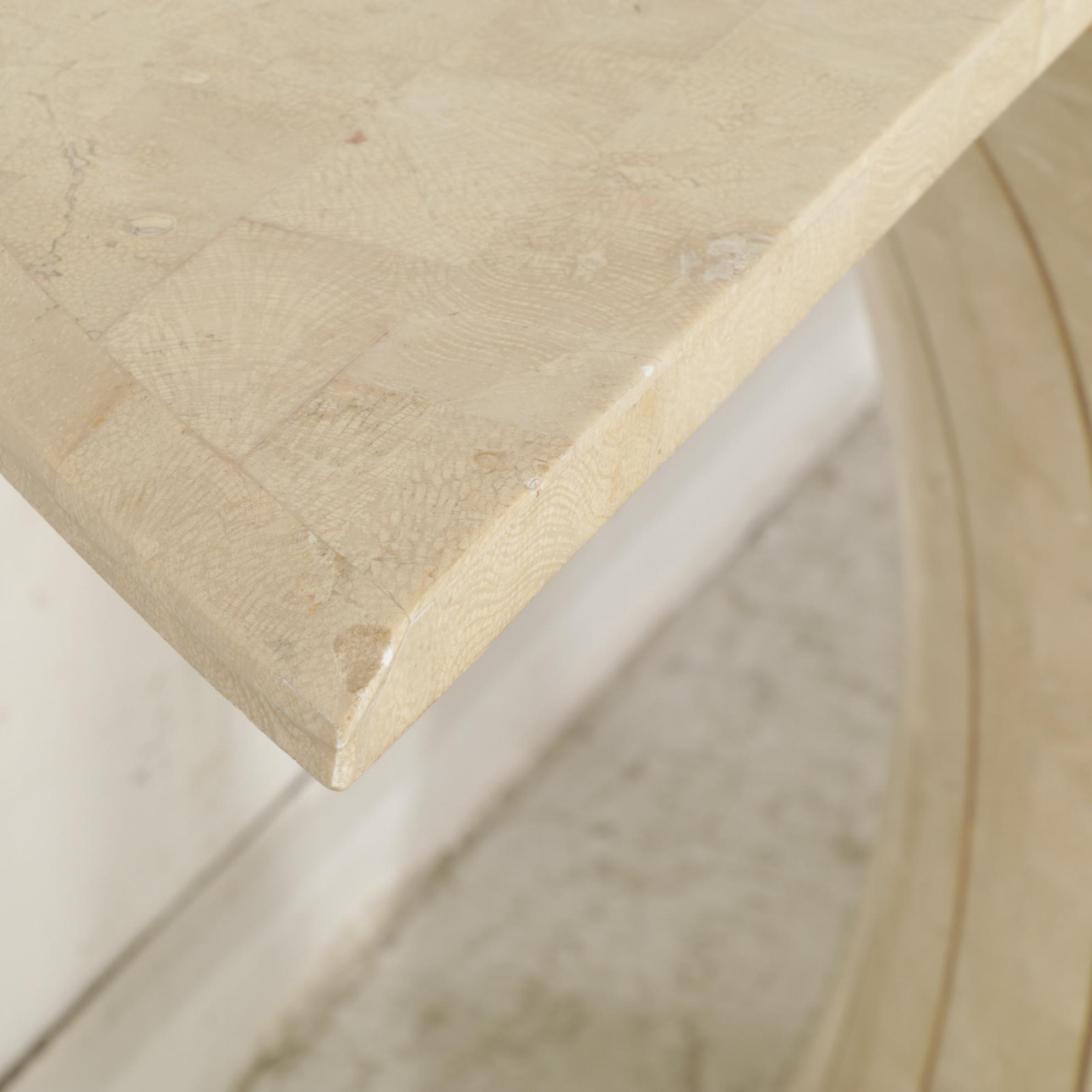 Maitland-Smith Tesselated Travertine Pier Table and Mirror