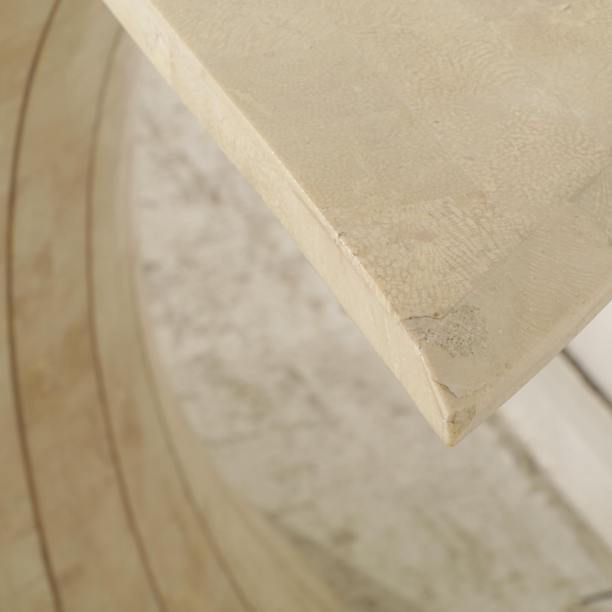 Maitland-Smith Tesselated Travertine Pier Table and Mirror