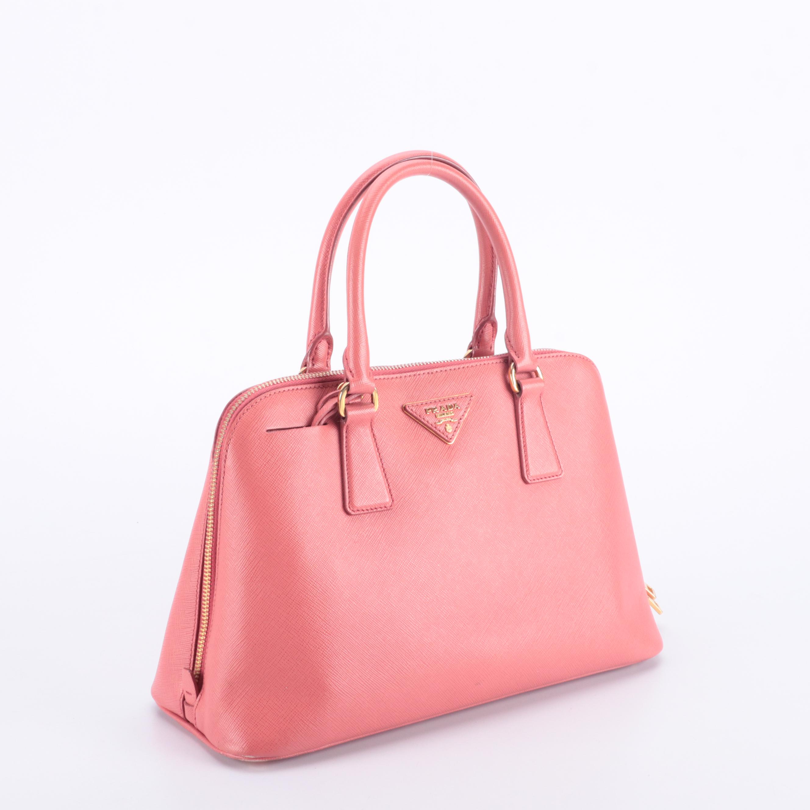 Prada Promenade Handbag in Pink Saffiano Leather
