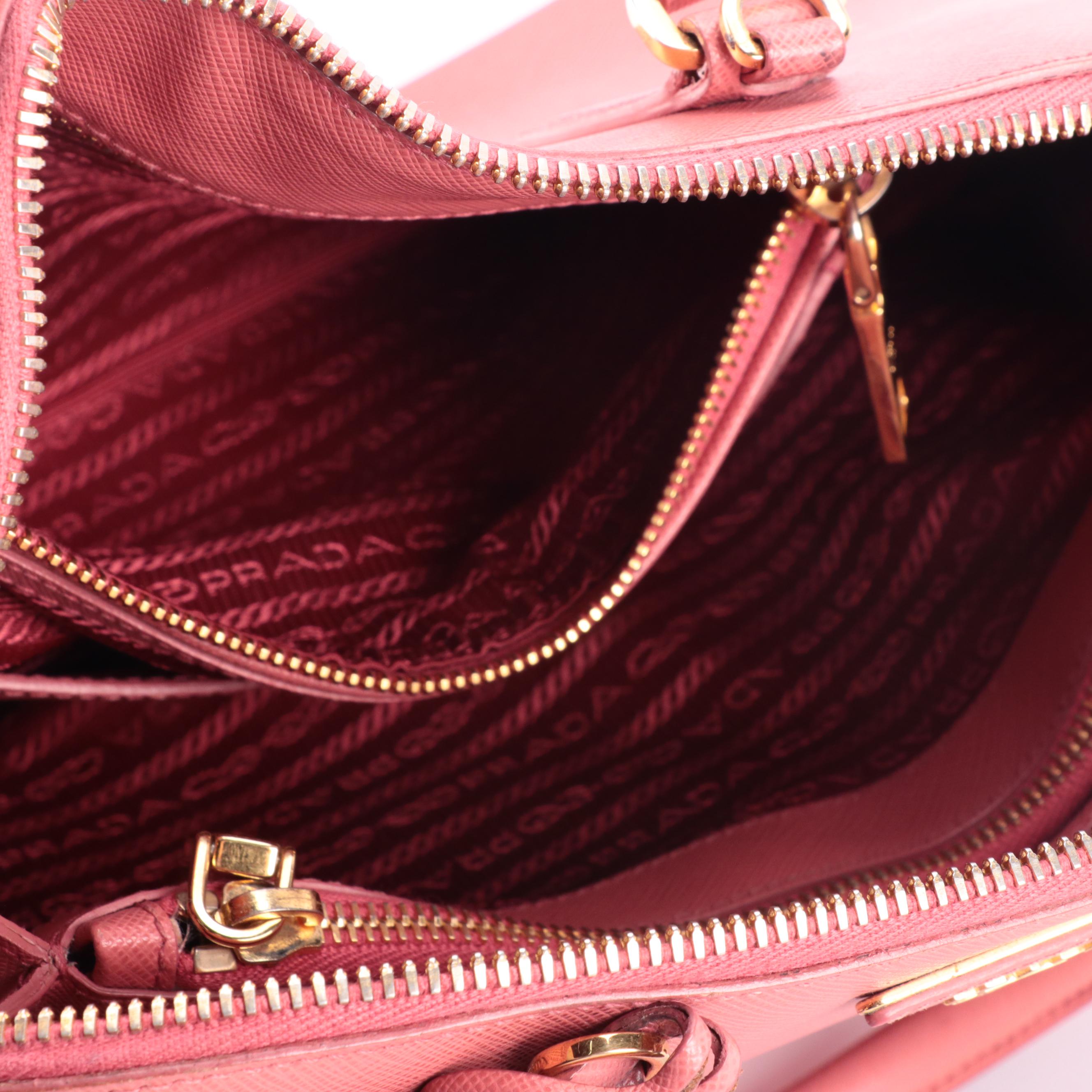 Prada Promenade Handbag in Pink Saffiano Leather