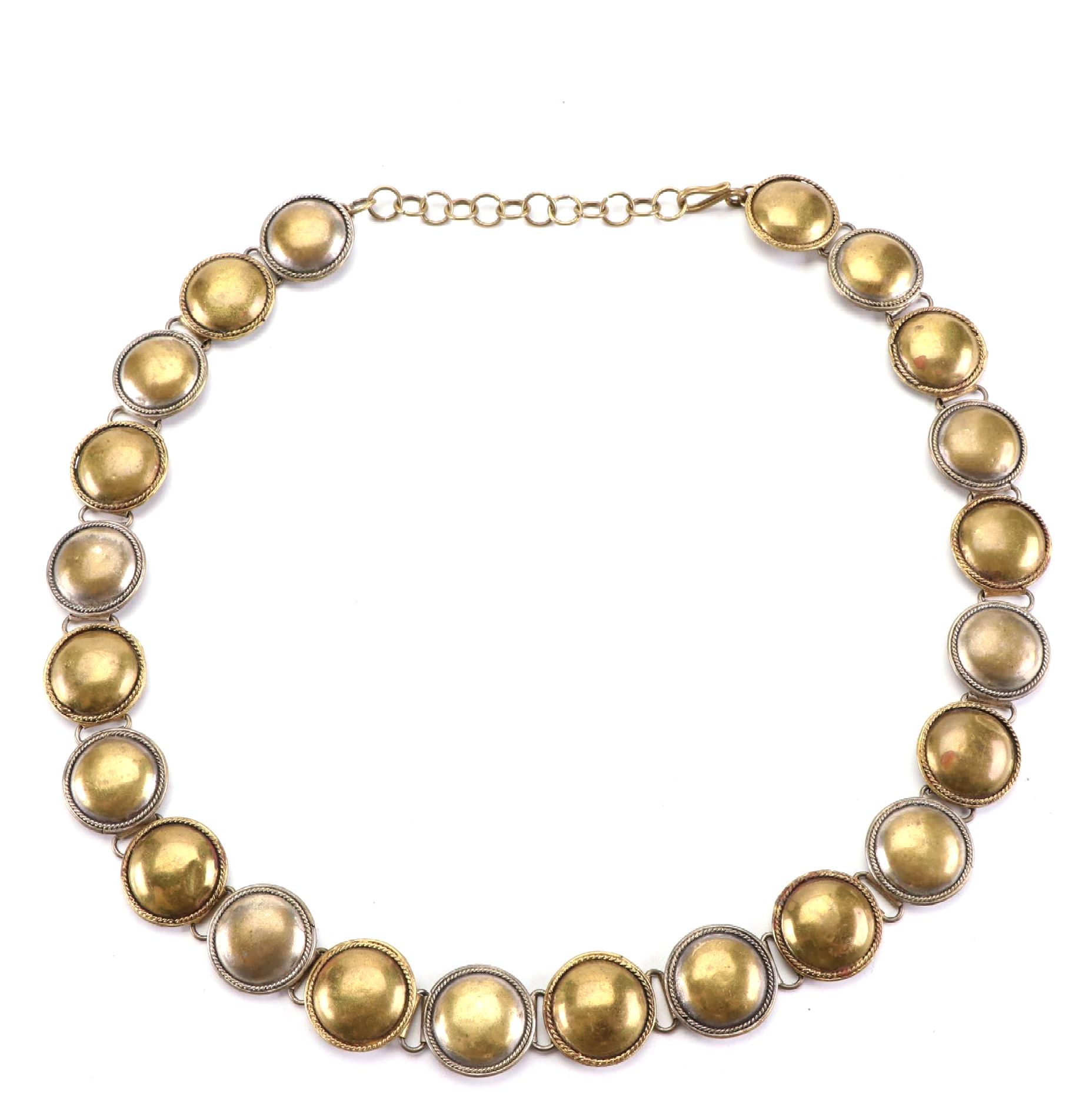 Metal Medallion Link Belt with Braided Detail