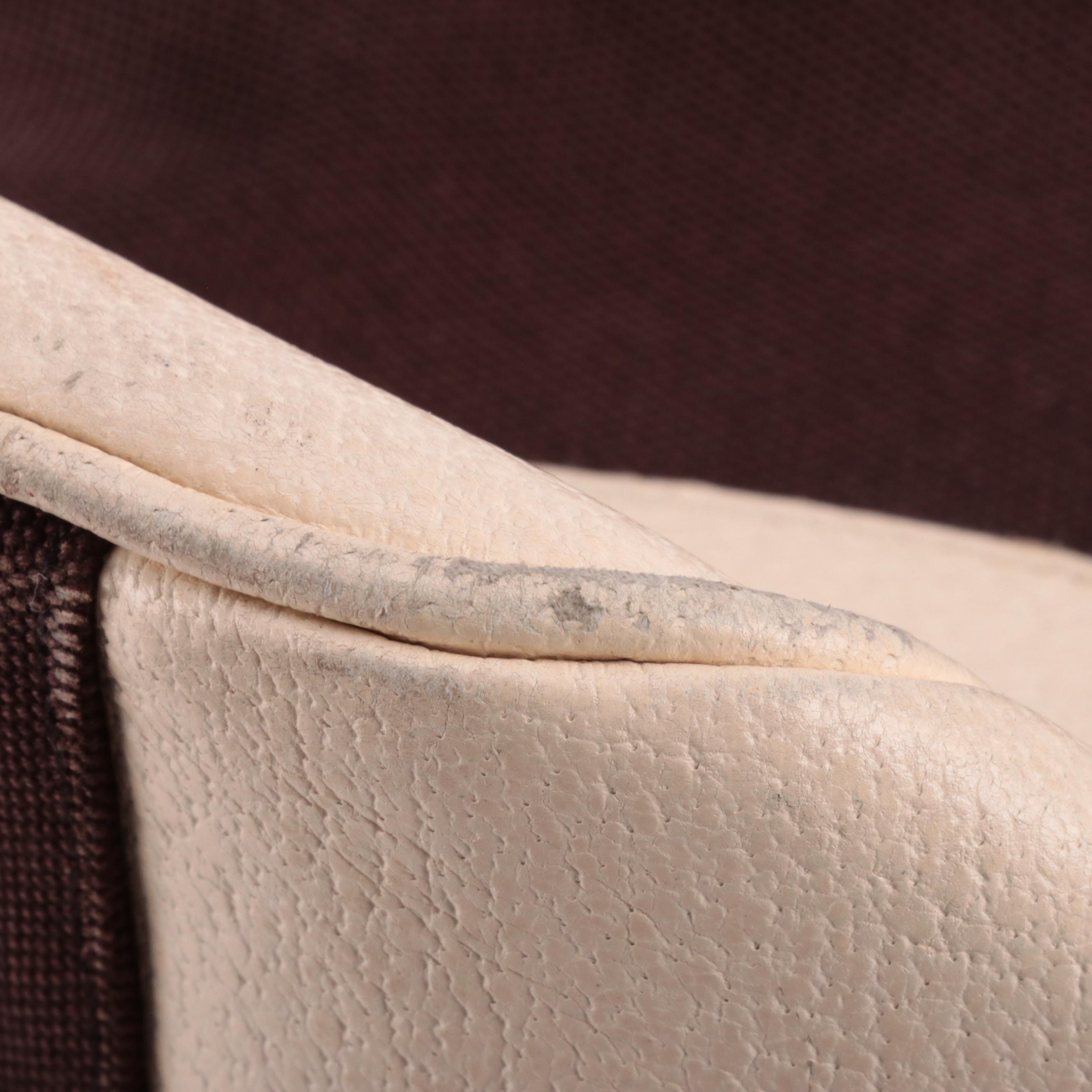 Prada Canapa Bauletto Handbag in White and Brown Canvas