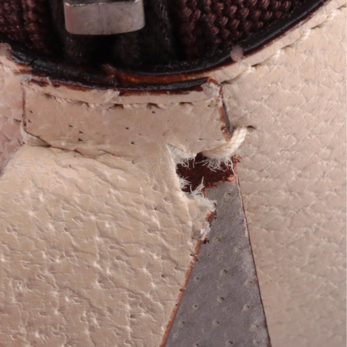 Prada Canapa Bauletto Handbag in White and Brown Canvas