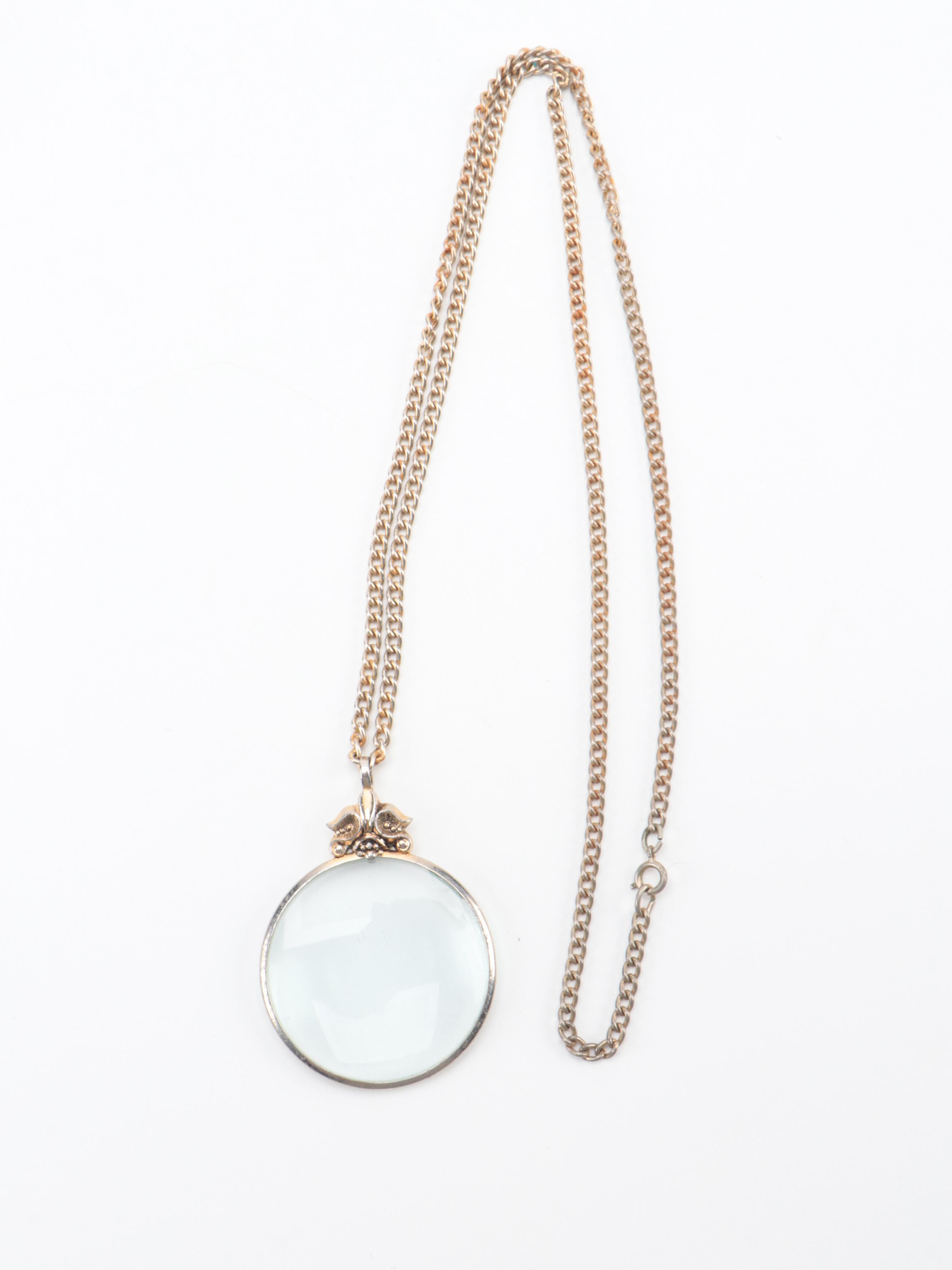 Embossed Leather Purse with Avon Magnifying Glass Pendant and More