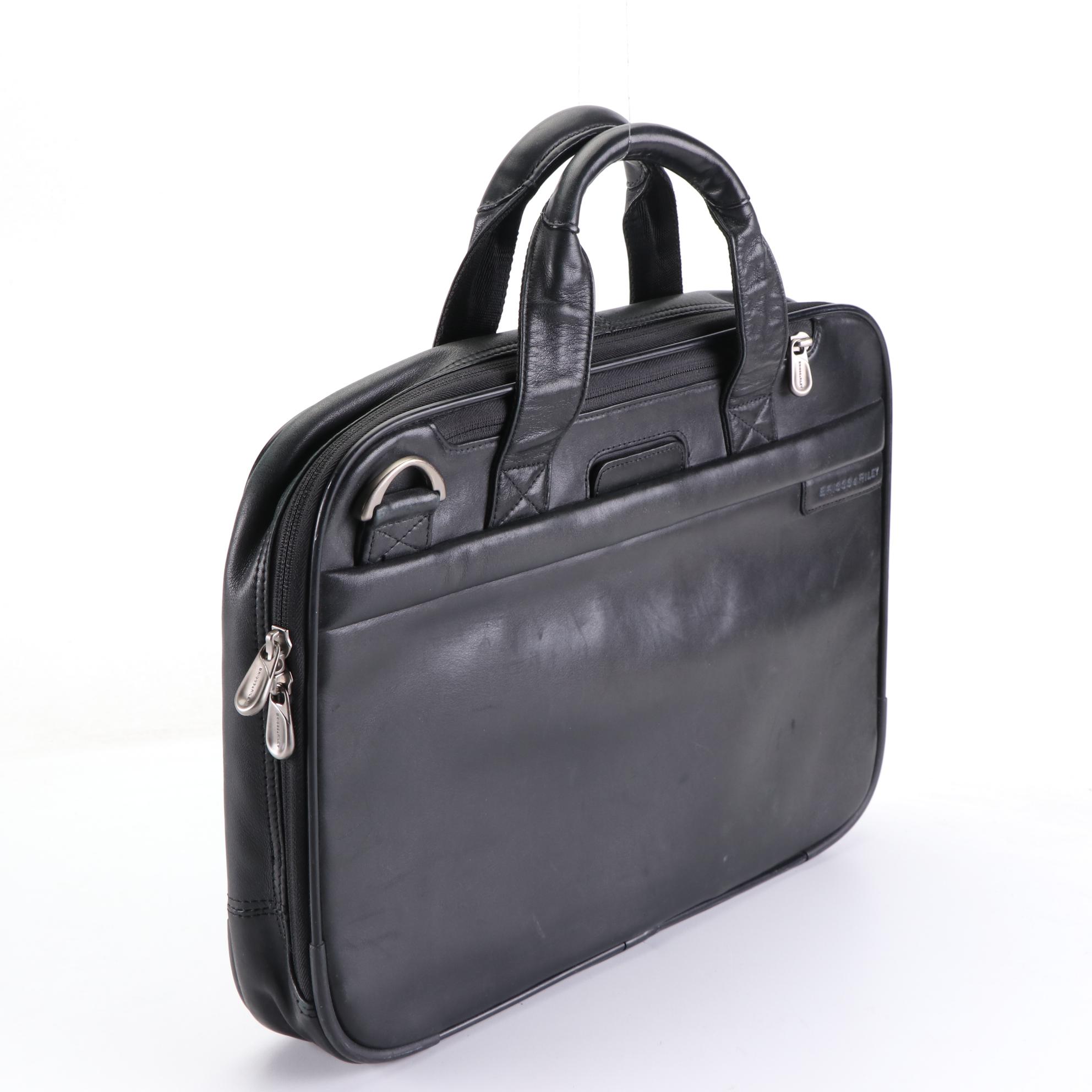 Briggs & Riley Soft Sided Travel Briefcase in Black Leather