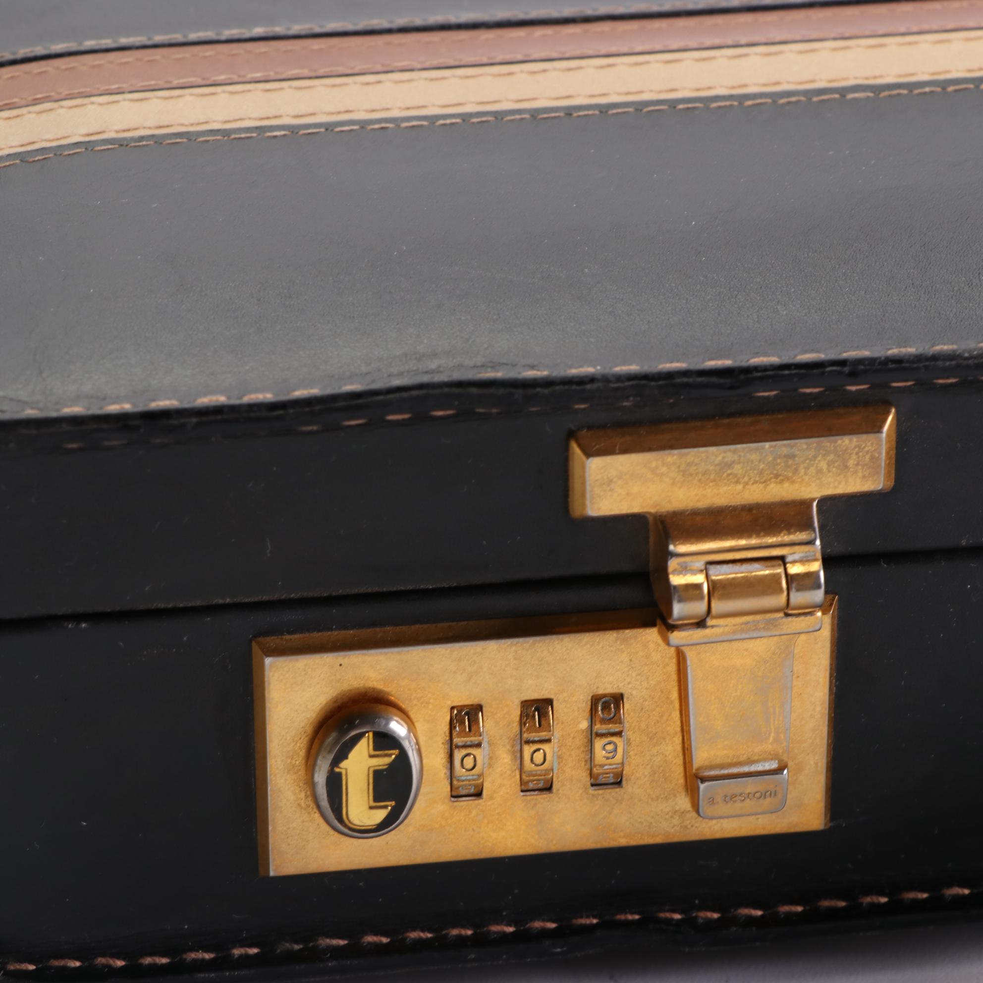 A. Testoni Locking Attaché Case in Leather