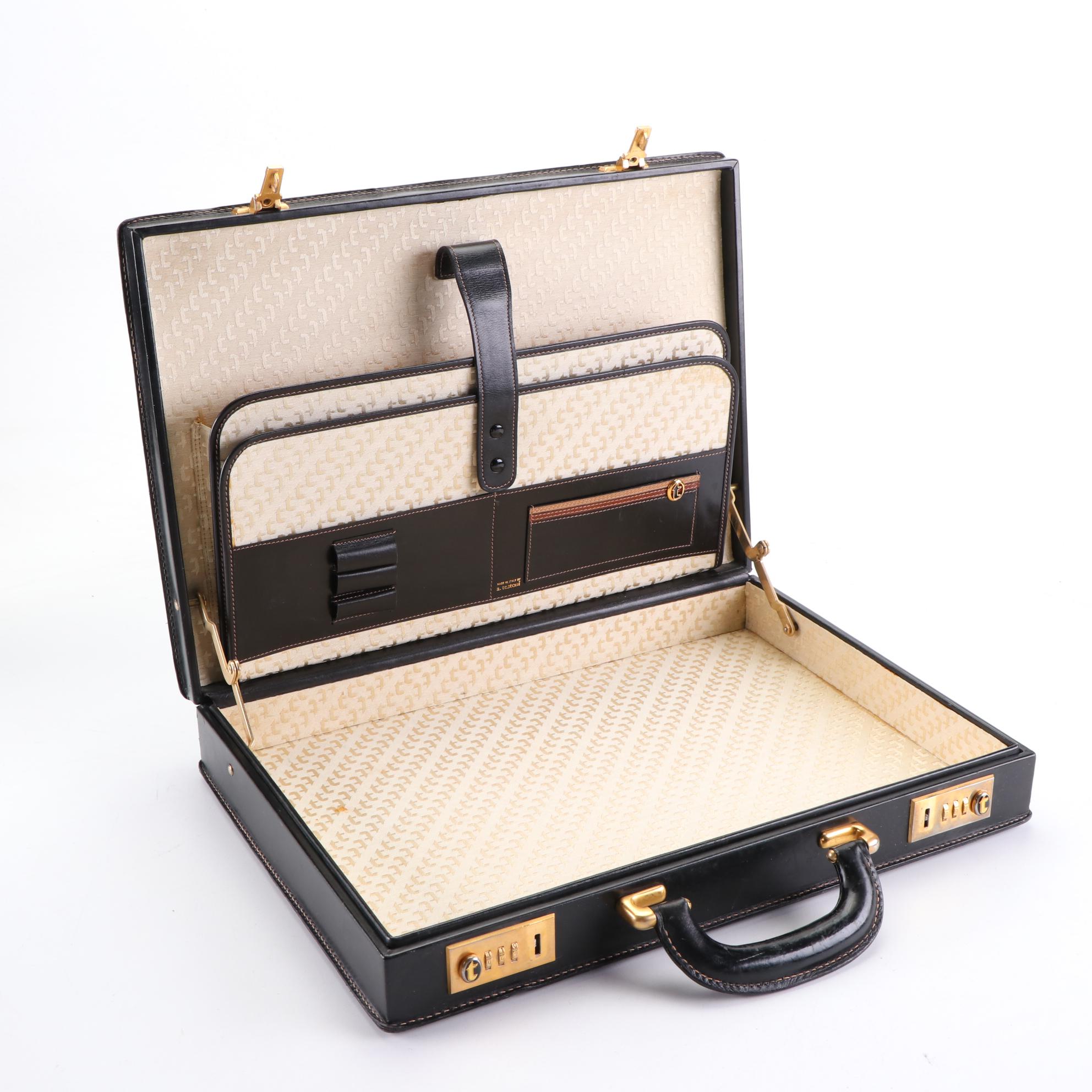 A. Testoni Locking Attaché Case in Leather