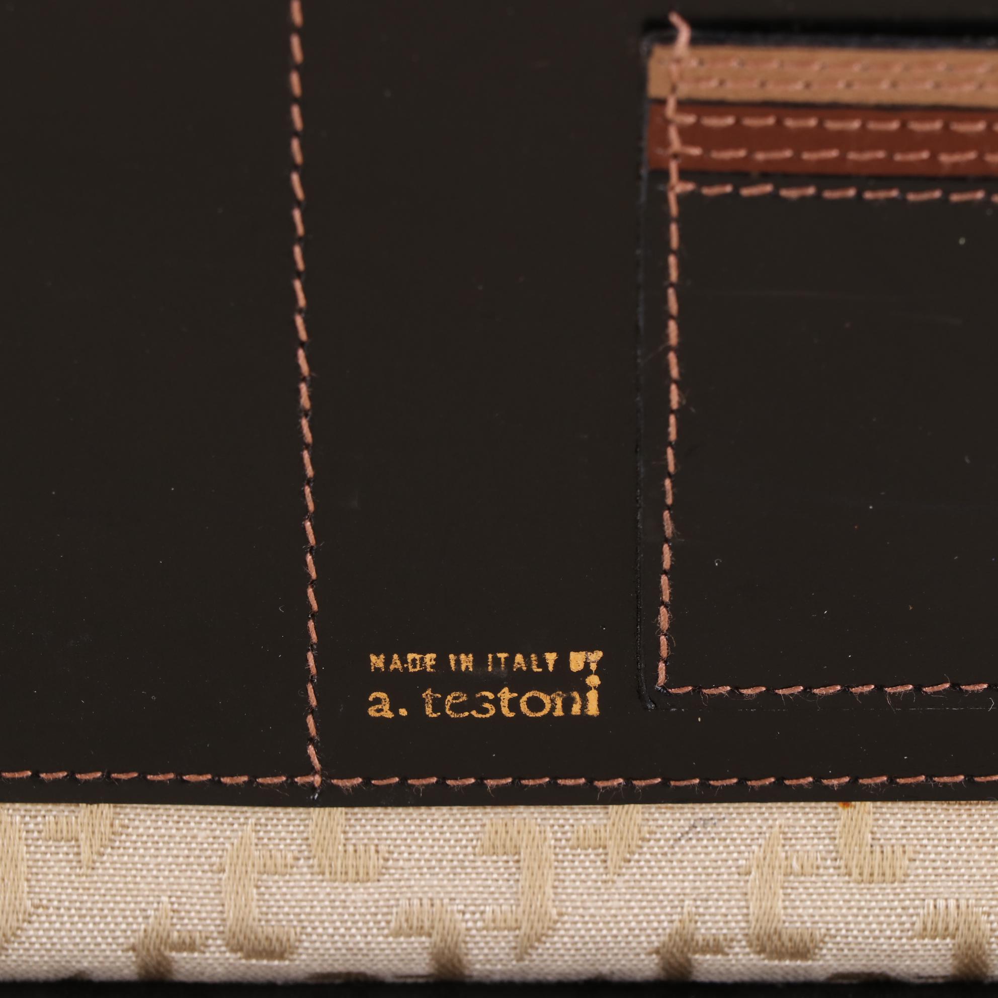 A. Testoni Locking Attaché Case in Leather