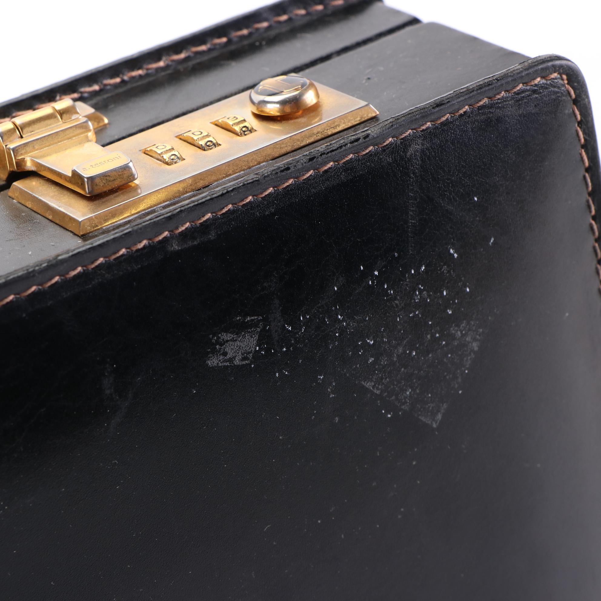 A. Testoni Locking Attaché Case in Leather