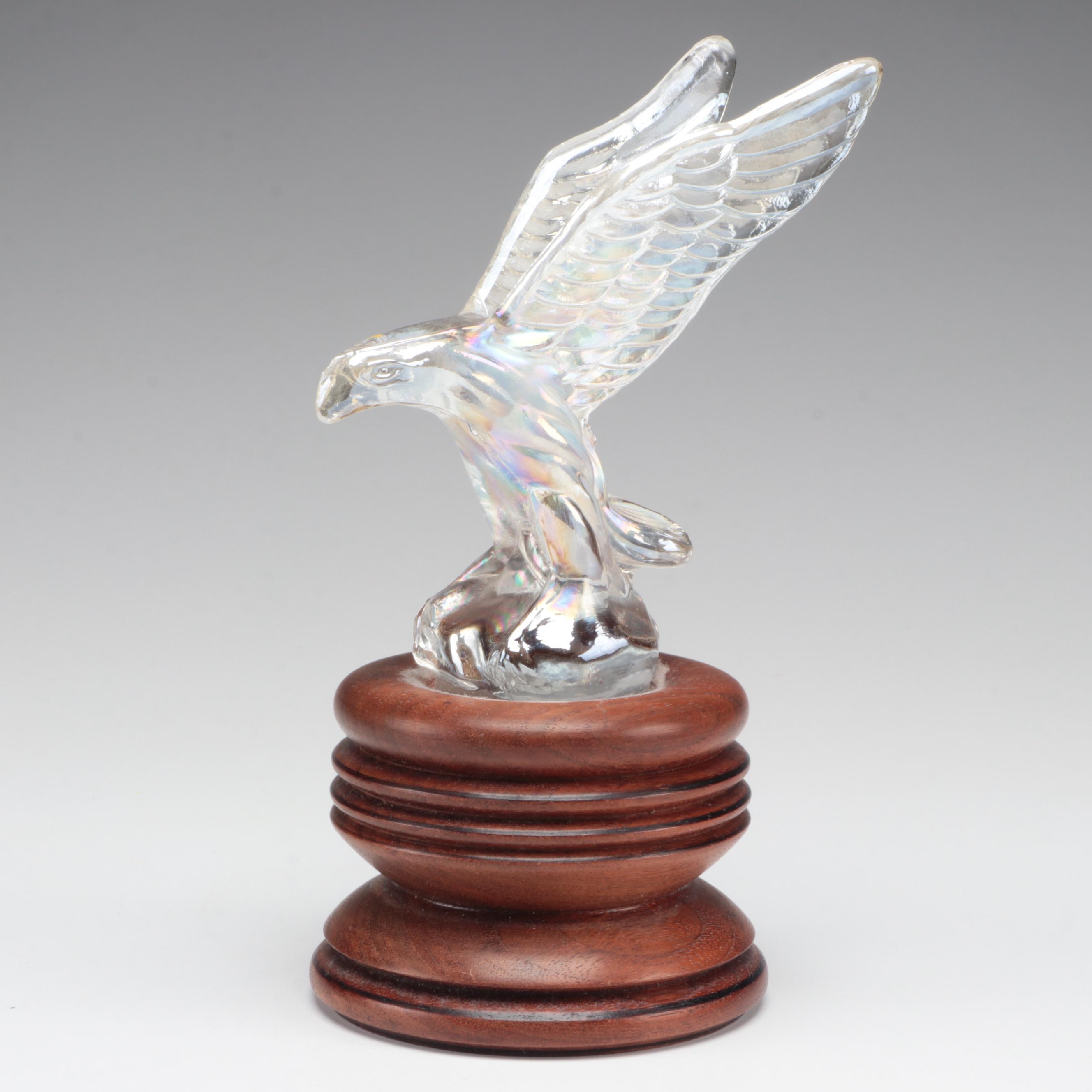 Peterbilt Hood Ornament Replica Glass and Wooden Eagle Finial, Mid-20th Century