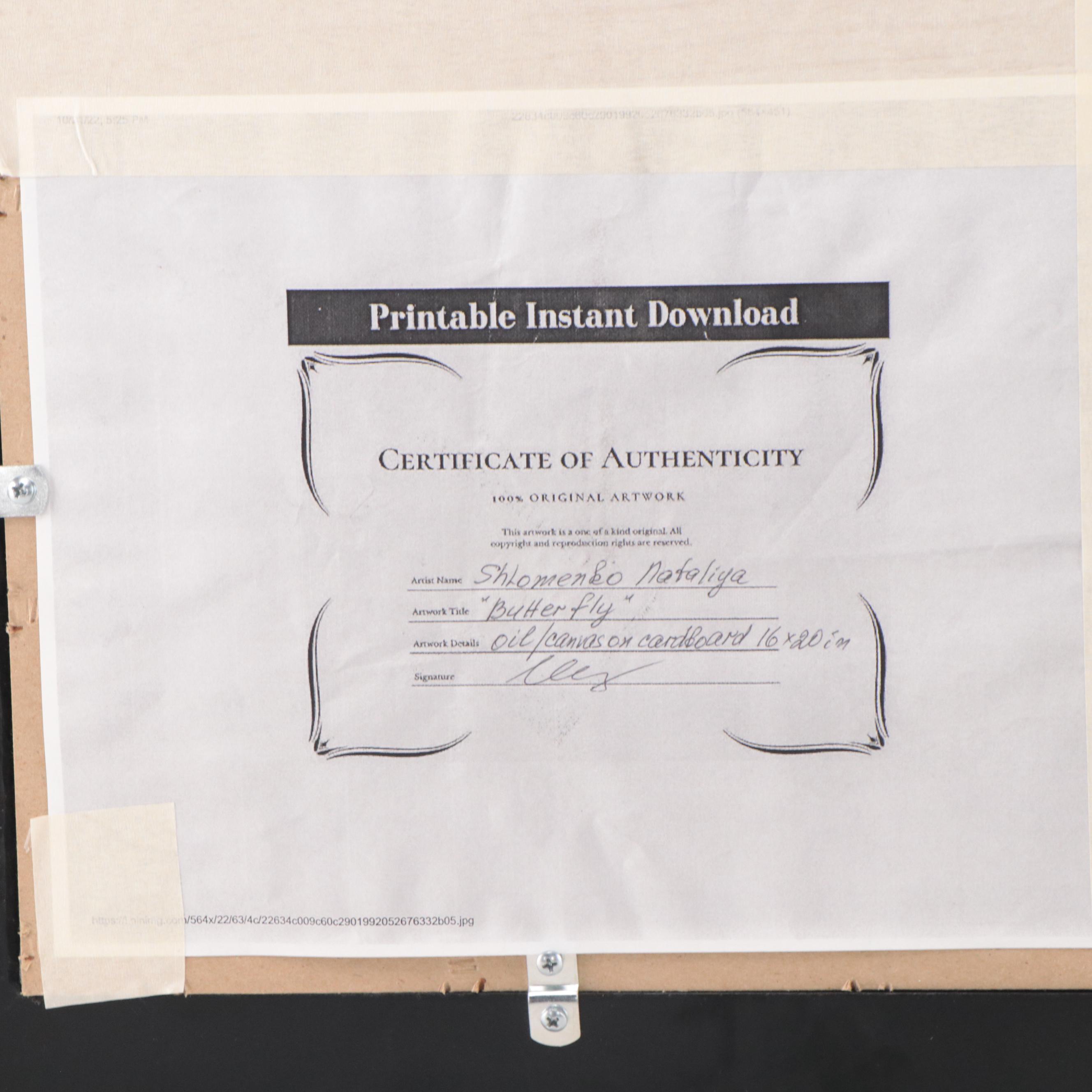 Nataliya Shlomenko Oil Painting "Butterfly," 21st century