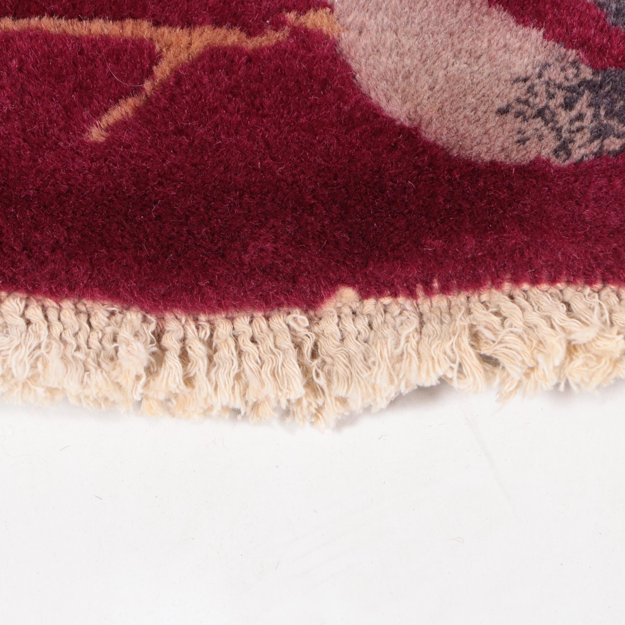 8'9 x 11'6 Hand-Knotted Chinese Art Deco Floral and Bird Theme Area Rug