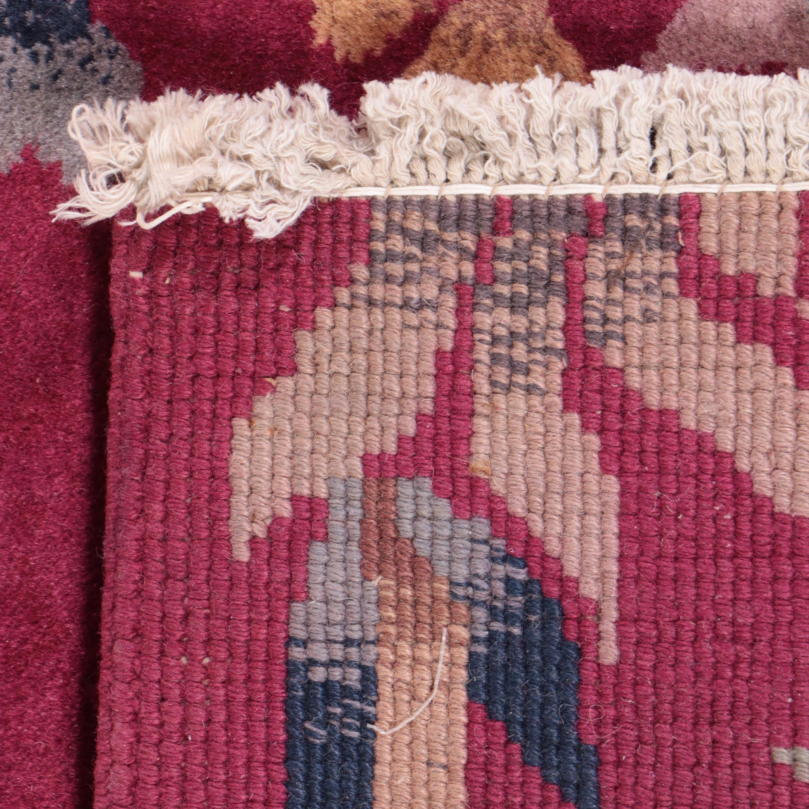 8'9 x 11'6 Hand-Knotted Chinese Art Deco Floral and Bird Theme Area Rug