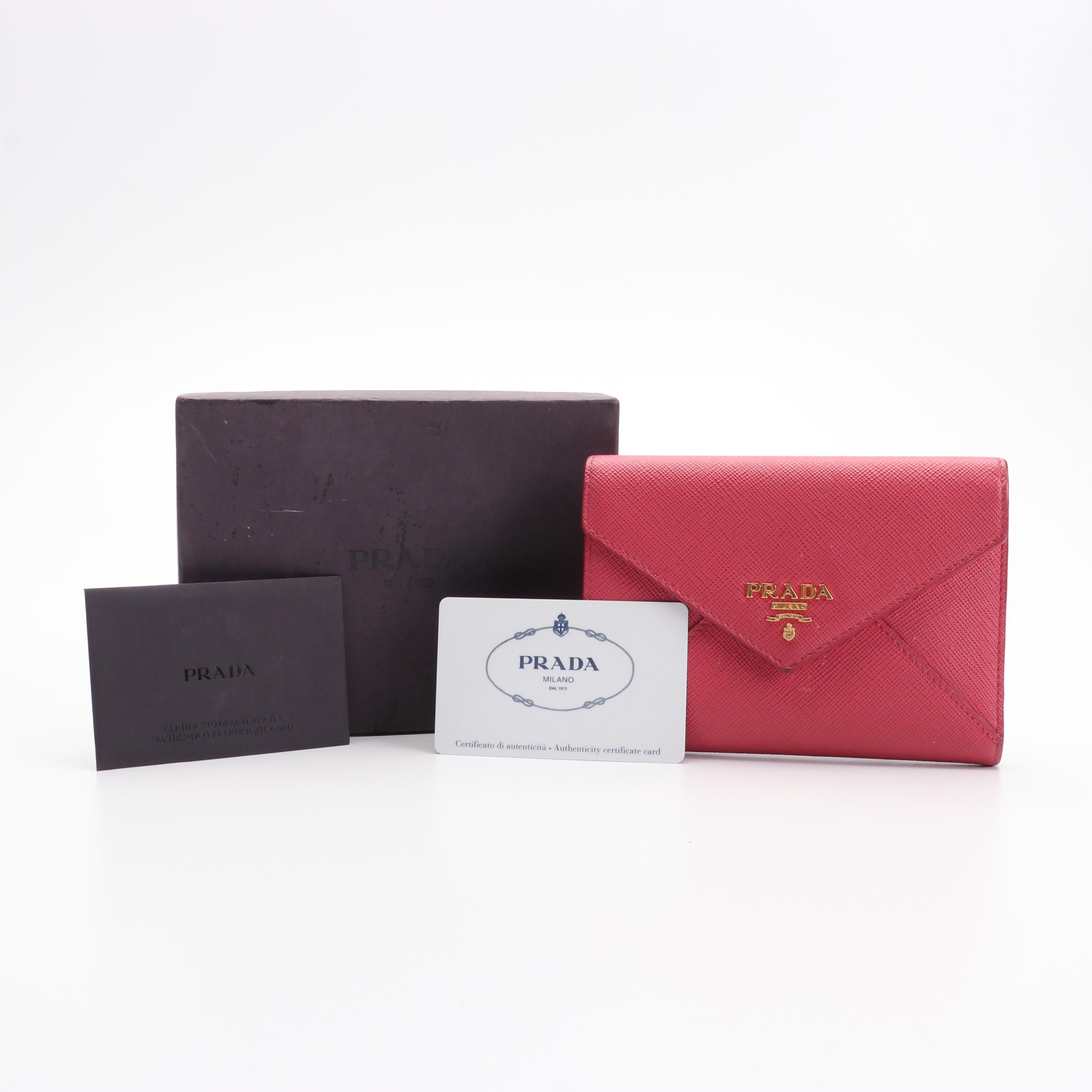 Prada Envelope Wallet in Pink Leather