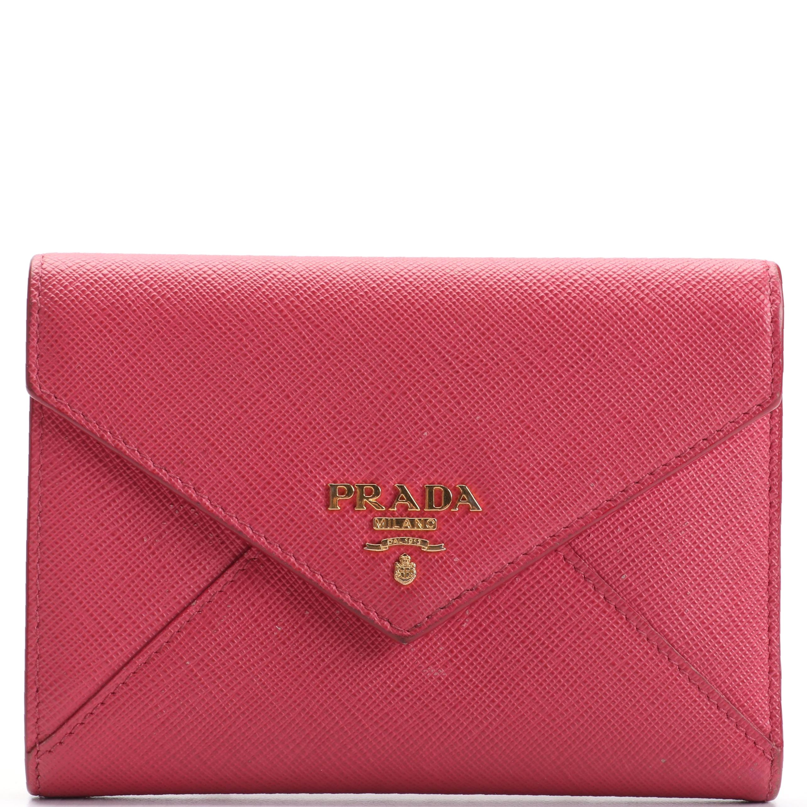 Prada Envelope Wallet in Pink Leather